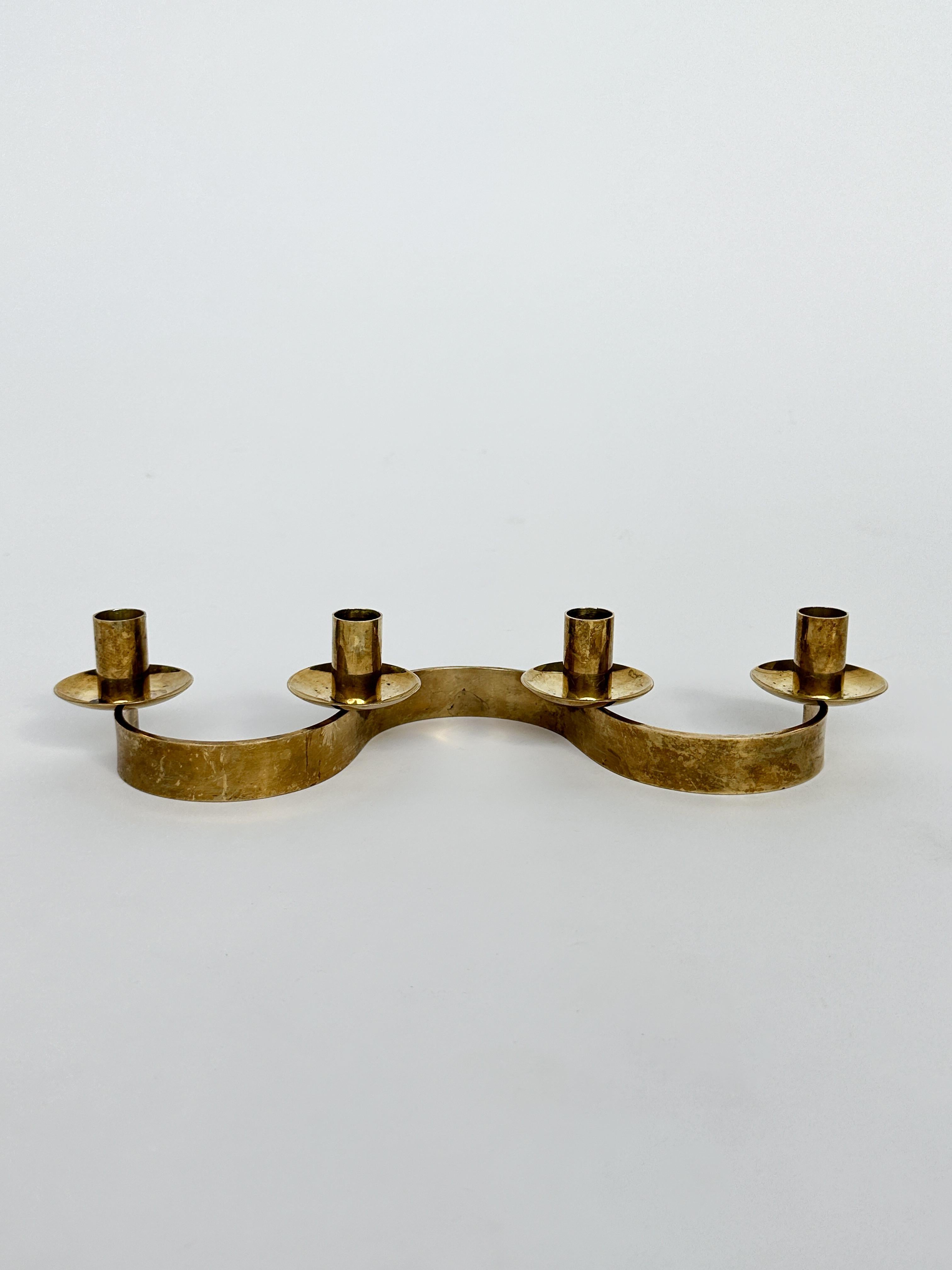 Josef Frank Candelabro Latón Lazo Slingan Svenskt Tenn Años 50 Escandinavo moderno en venta