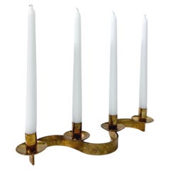 Josef Frank Candelabra Brass Loop Svenskt Tenn Sweden 1950 Slingan Candle Holder
