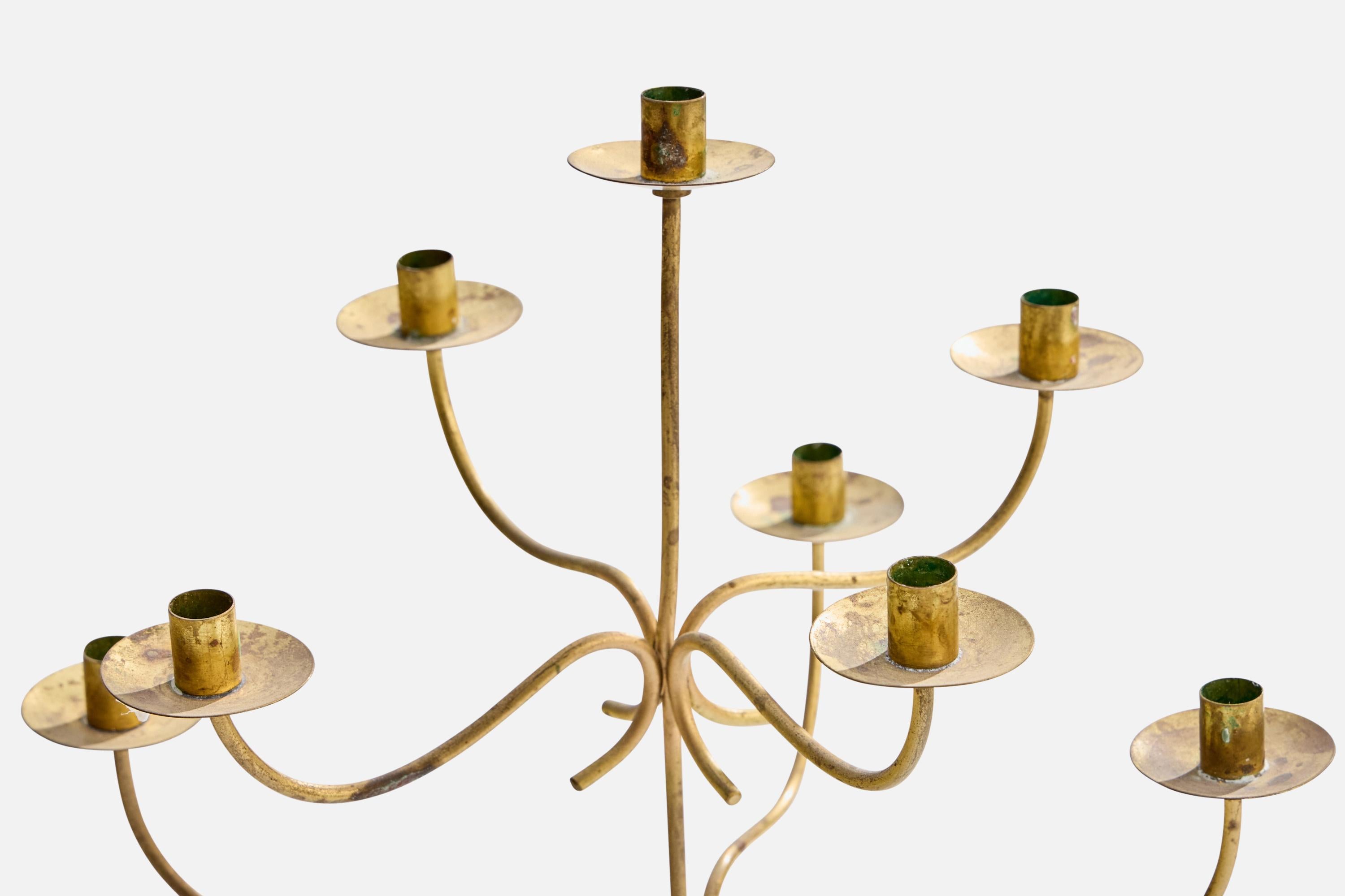 Milieu du XXe siècle Josef Frank, chandelier, laiton, Svenskt Tenn, Suède, années 1950 en vente