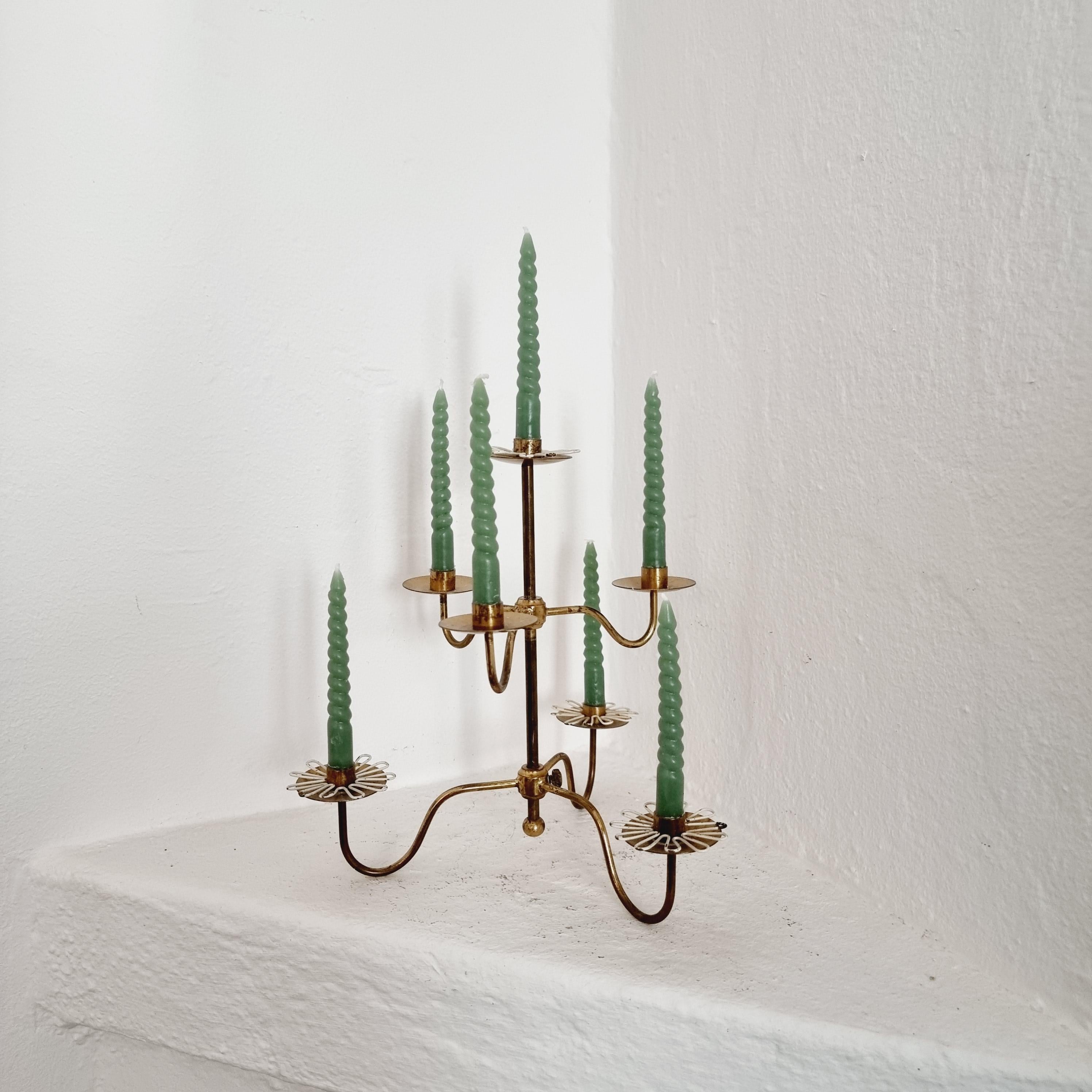 Mid-Century Modern Josef Frank, Candelabra/Candleholder in Brass, Rare Candlerings Swedish Modern