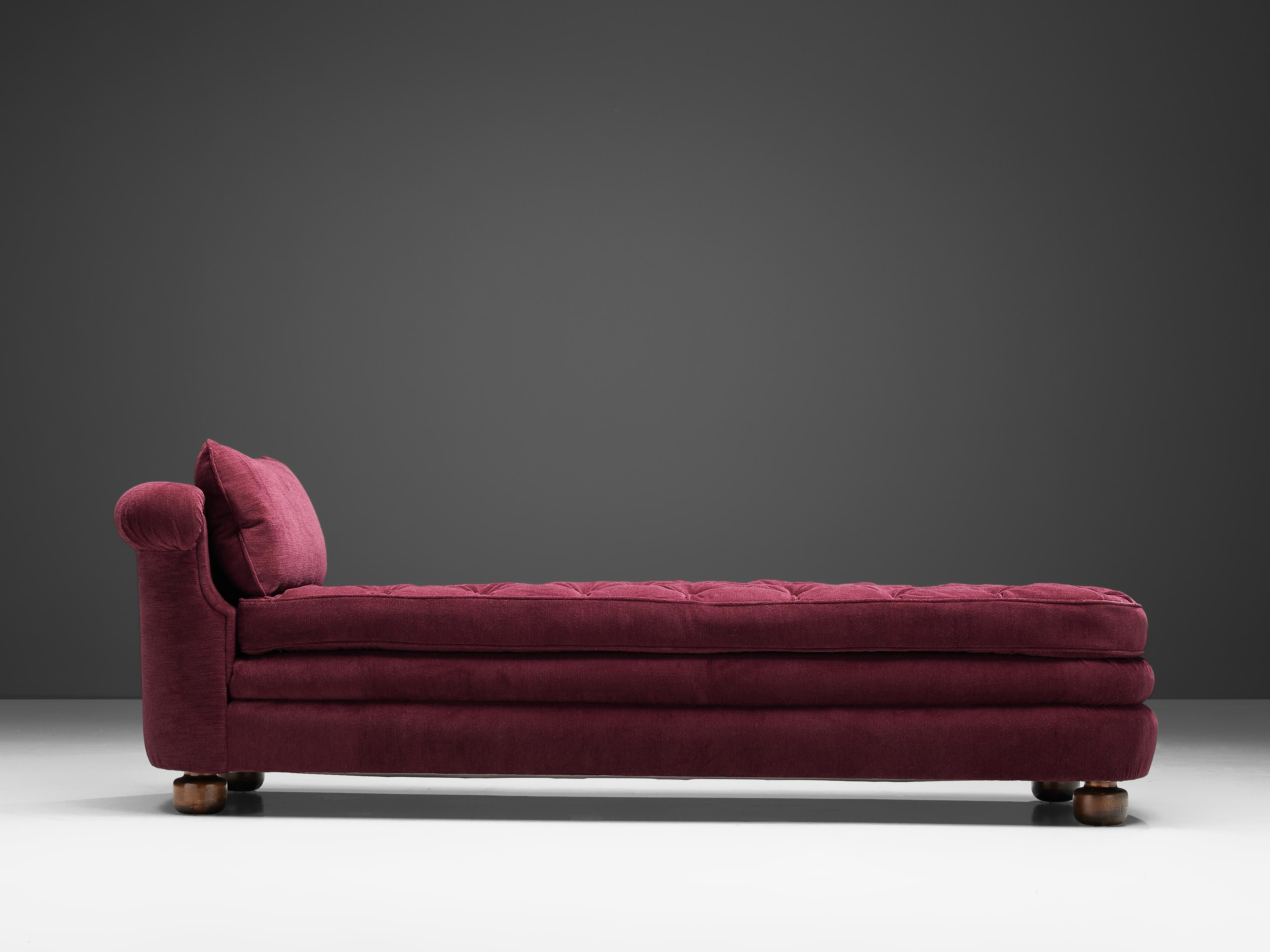 Scandinavian Modern Josef Frank Chaise Longue '775' Reupholstered in Burgundy Fabric