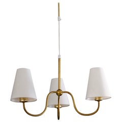Josef Frank, Chandelier, Brass, Fabric, Svenskt Tenn, Sweden, 1950s