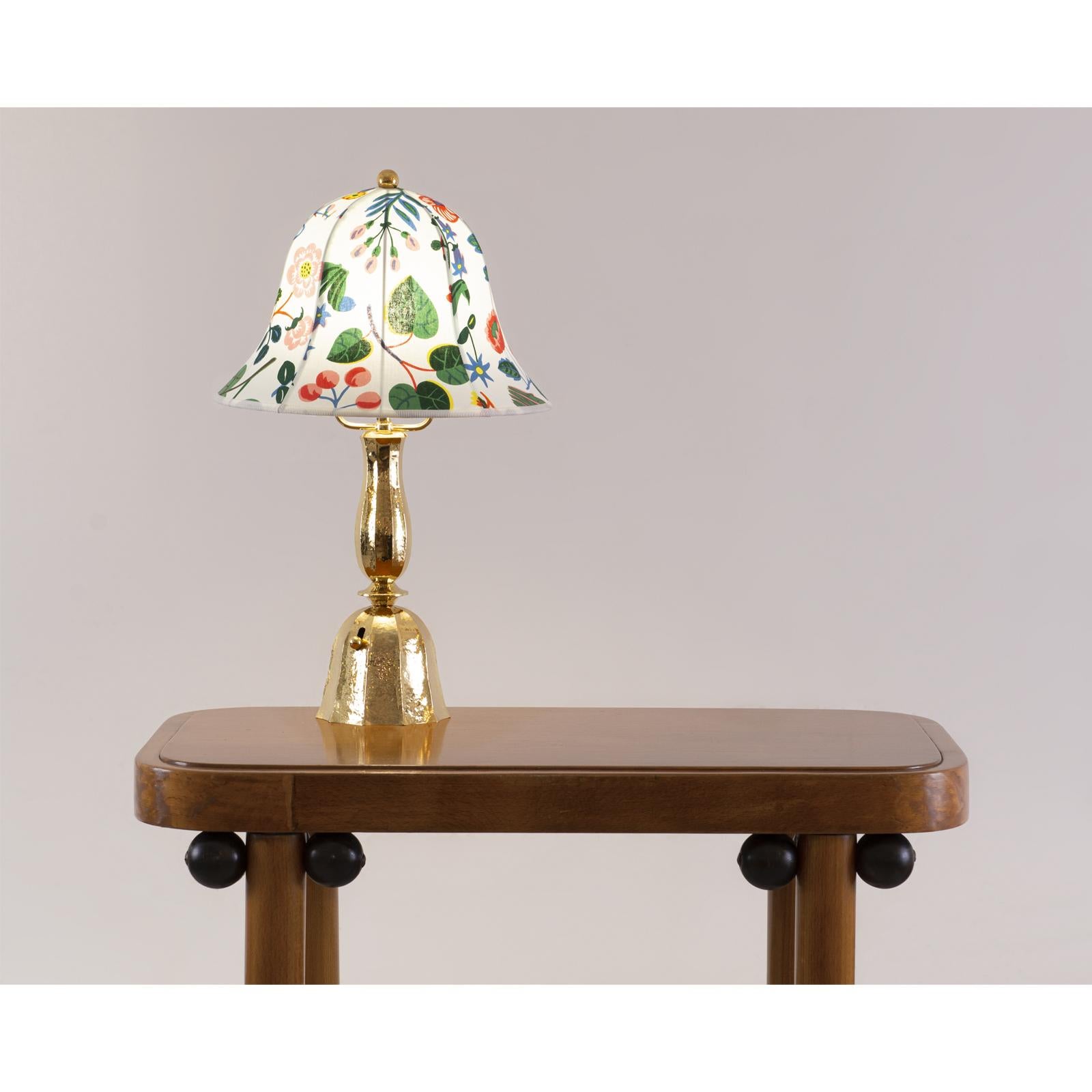 Hand-Crafted Josef Frank Fabric /Josef Hoffmann Wiener Werkstaette Table Lamp, Re-Edition For Sale