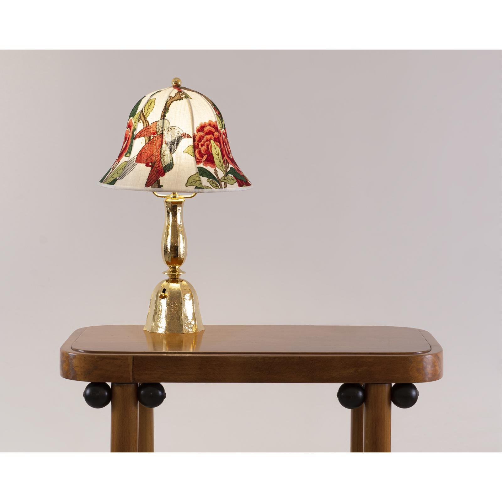 Brass Josef Frank Fabric /Josef Hoffmann Wiener Werkstaette Table Lamp, Re-Edition For Sale
