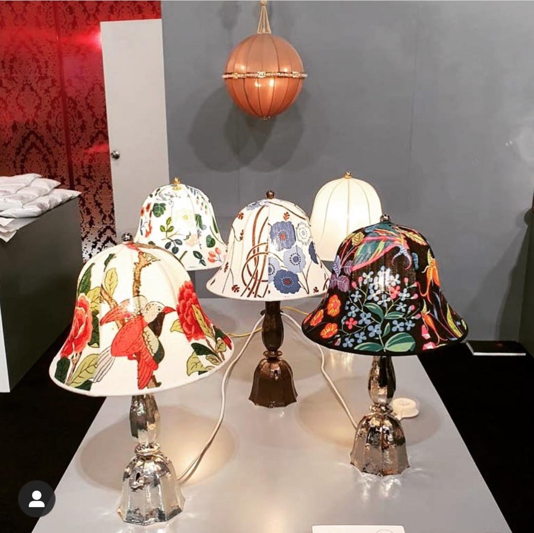 Josef Frank Fabric /Josef Hoffmann Wiener Werkstaette Table Lamp, Re-Edition For Sale 1
