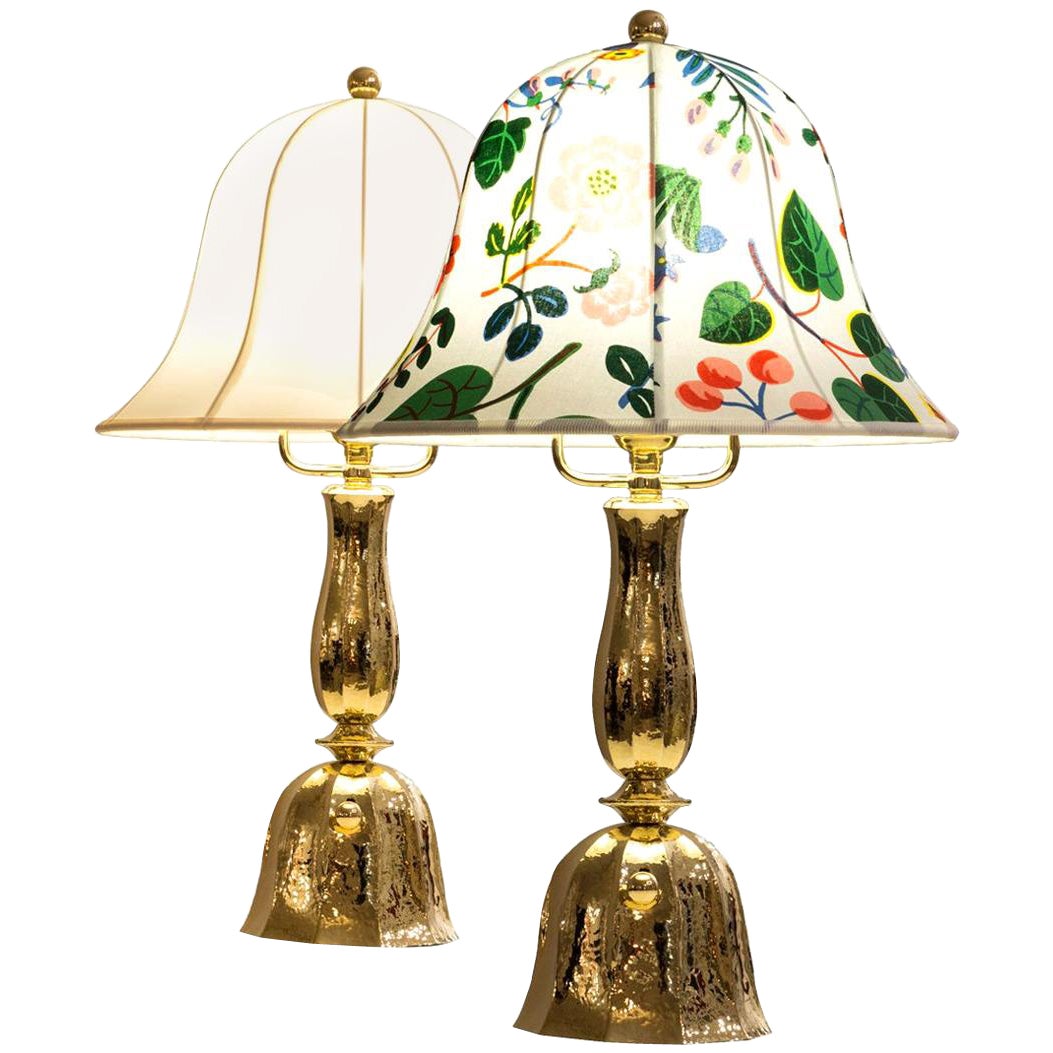 Josef Frank Fabric /Josef Hoffmann Wiener Werkstaette Table Lamp, Re-Edition For Sale