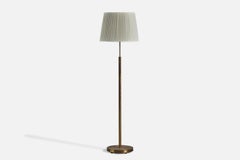 Stehlampe von Josef Frank, Messing, Stoff, Schweden, 1940er Jahre