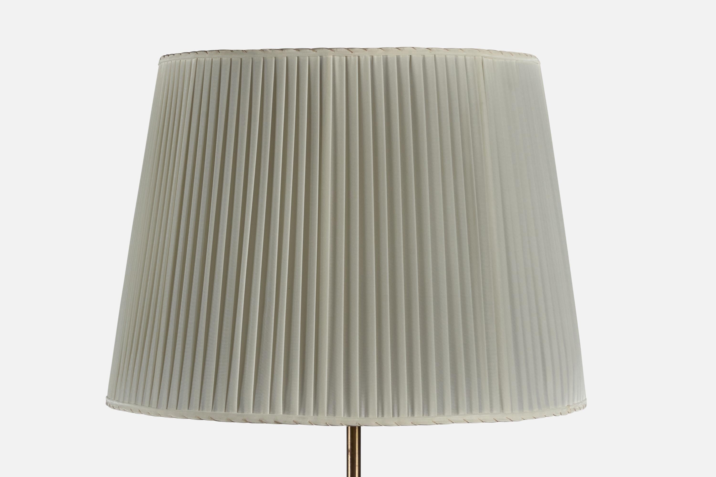 Scandinave moderne Josef Frank, lampadaire, laiton, tissu, Suède, années 1940 en vente