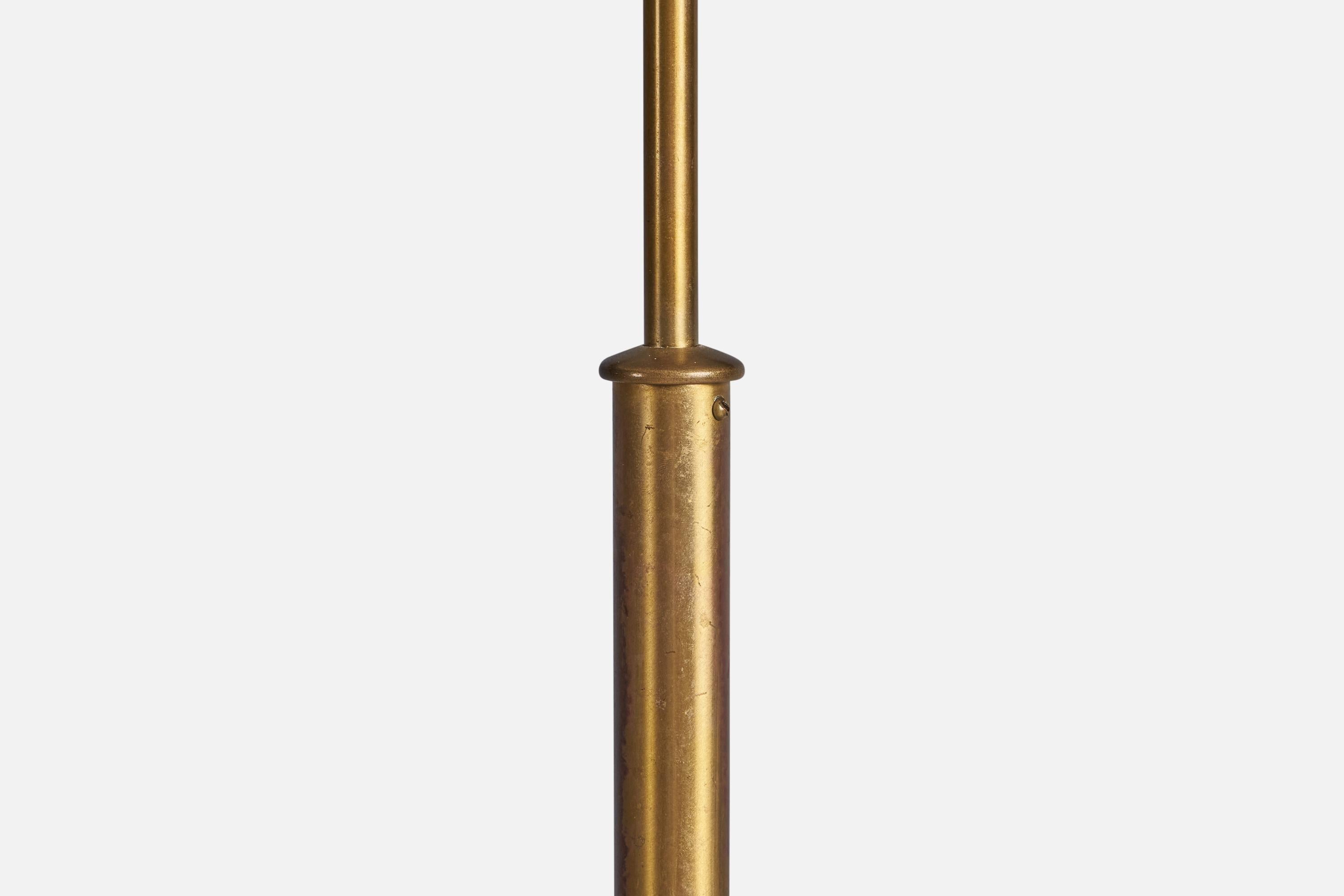 Swedish Josef Frank, Floor Lamp, Brass, Fabric, Sweden, 1940s For Sale
