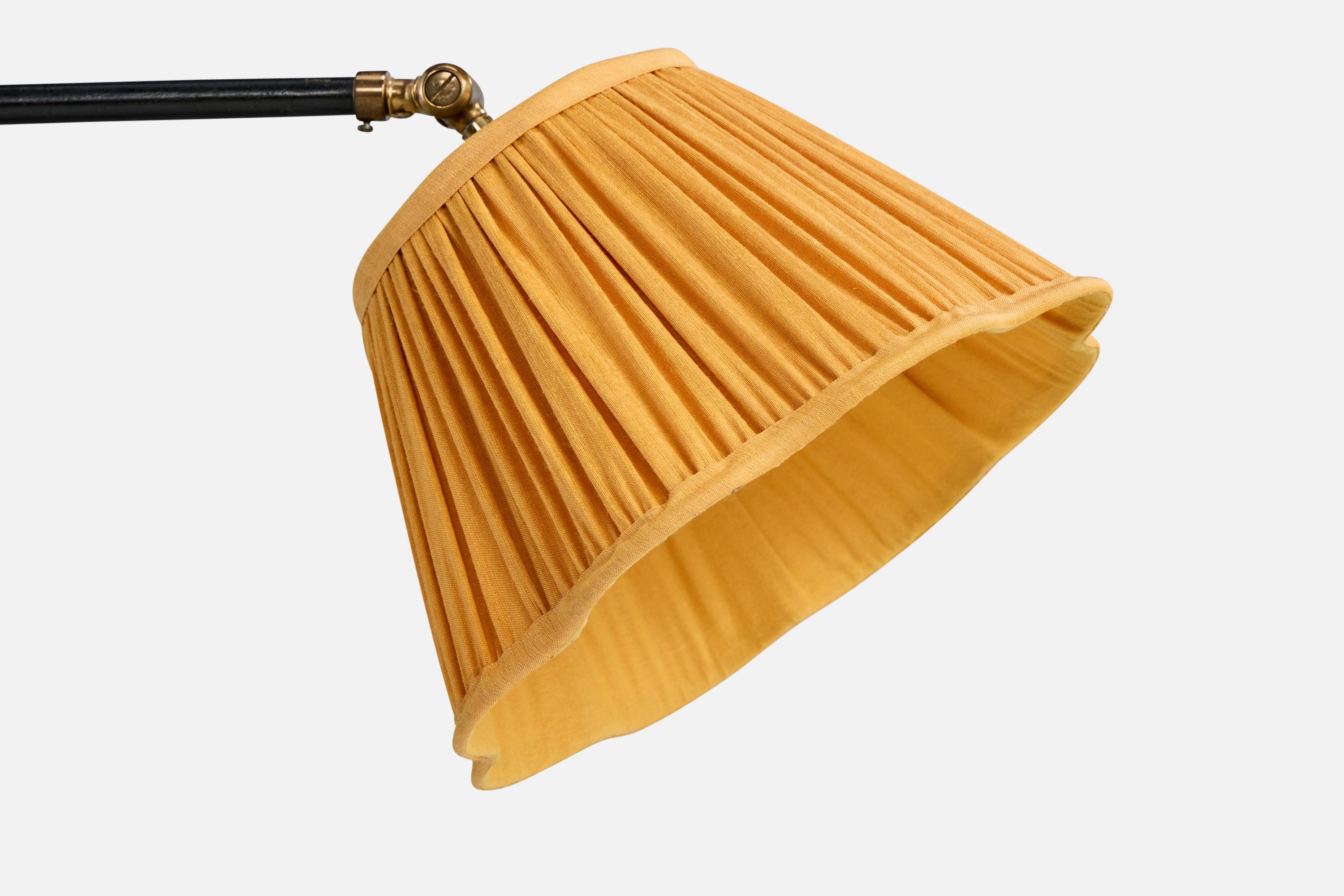 Mid-20th Century Josef Frank, Floor Lamp, Brass, Fabric, Sweden, 1940s For Sale