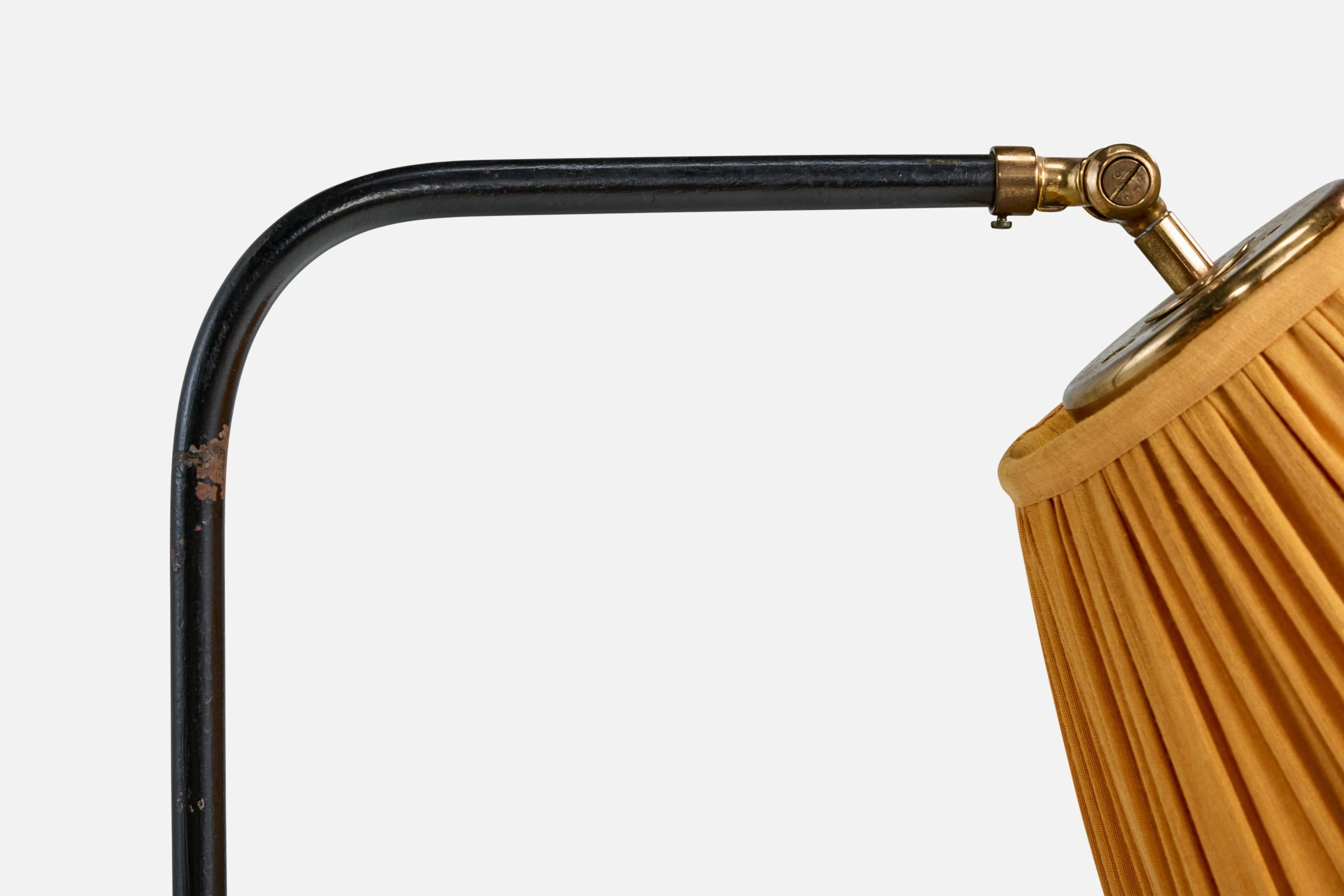 Josef Frank, Floor Lamp, Brass, Fabric, Sweden, 1940s For Sale 2
