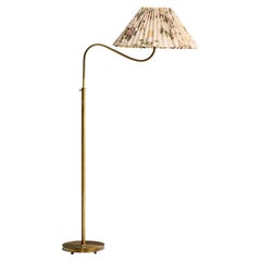 Stehlampe von Josef Frank, Messing, Stoff, Schweden, 1940er Jahre