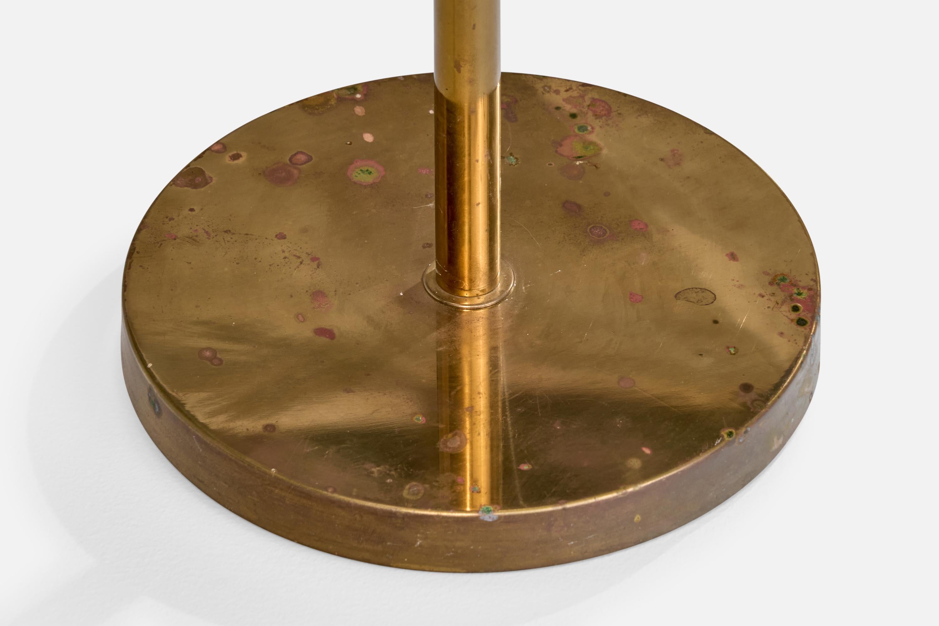 Laiton Josef Frank, lampadaire, laiton, tissu, Suède, années 1950 en vente