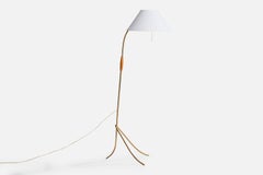 Josef Frank, Floor Lamp, Brass, Wood, Fabric, Austria, 1950s