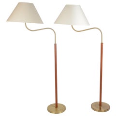 Josef Frank, Floor Lamps "G 2368", Leather and Brass, Firma Svenskt Tenn