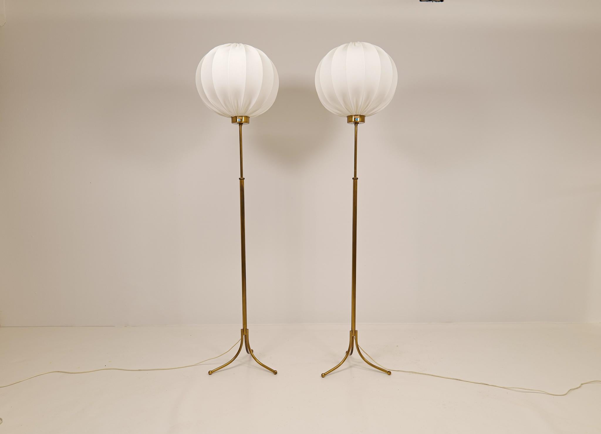 Brass Josef Frank Floor Lamps Model G2326 Produced by Svenskt Tenn Sweden