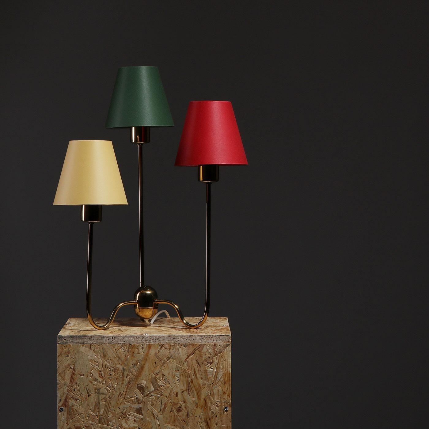 Rare 3-armed brass table lamp, model 2468 (also known as the 
