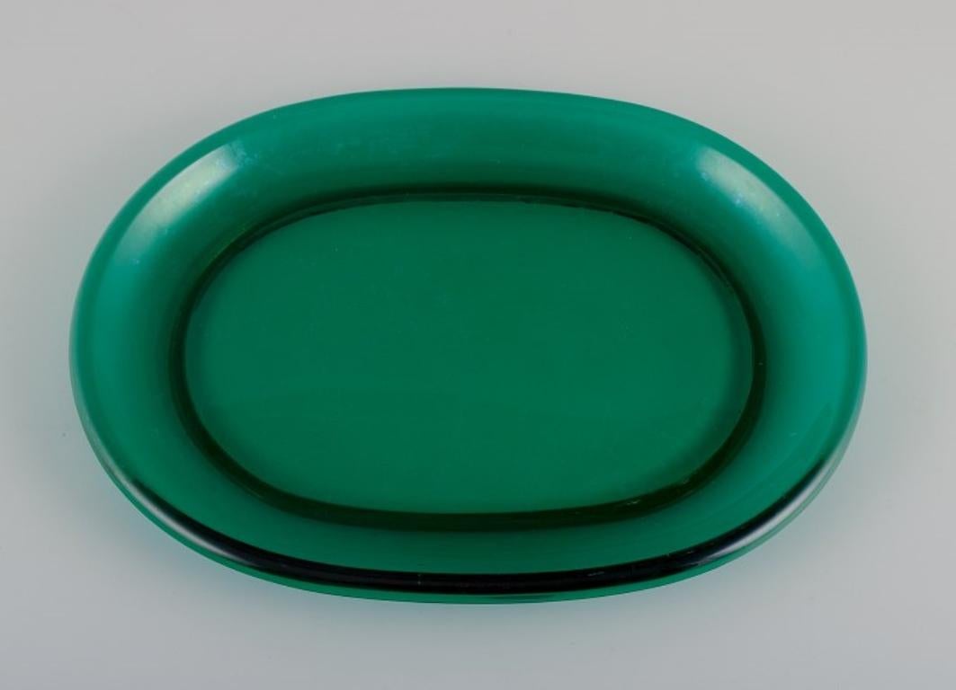 Josef Frank para Svenskt Tenn.  Plato de cuatro langostas en vidrio artístico verde. Escandinavo moderno