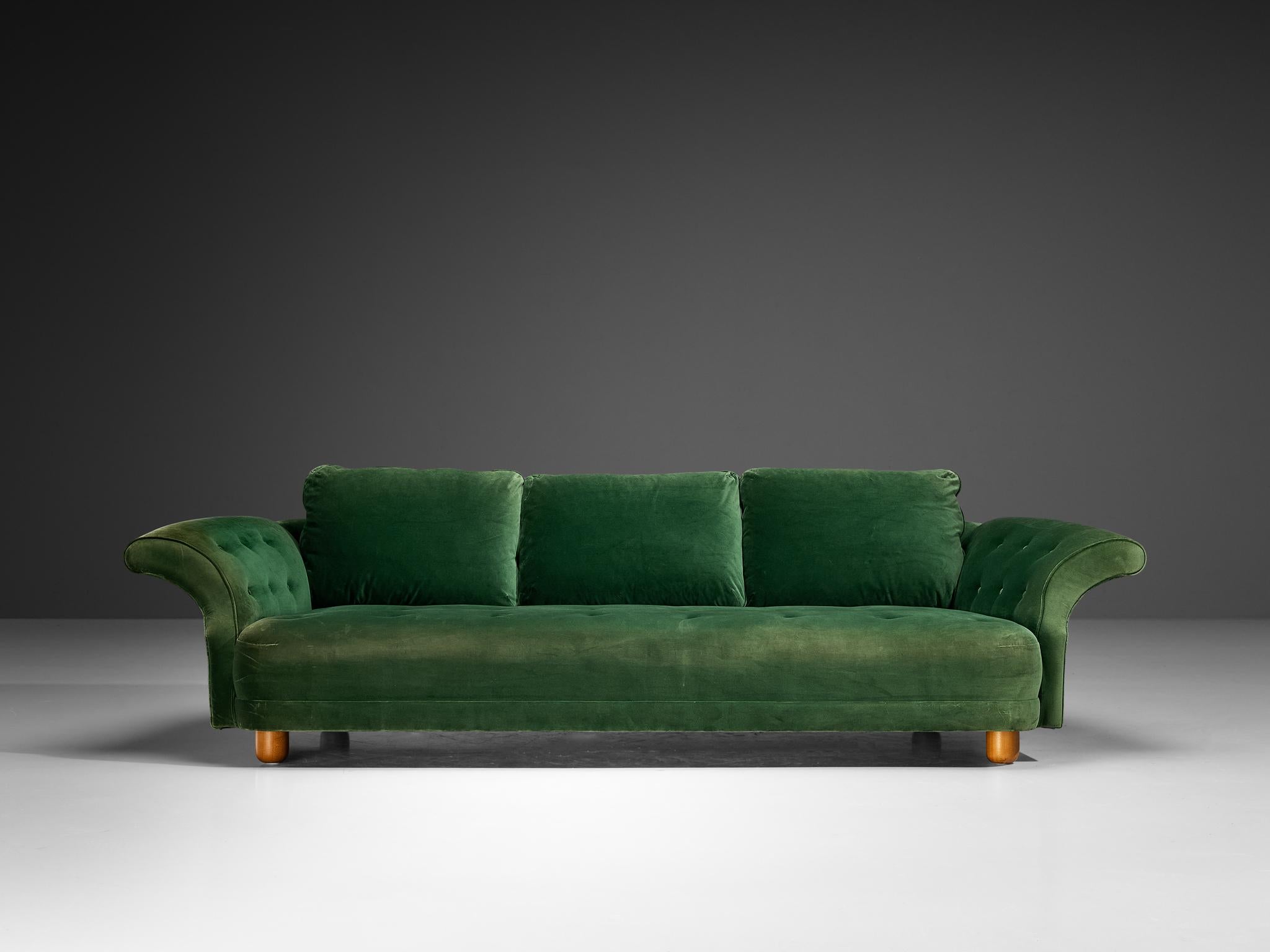 Swedish Josef Frank for Svenskt Tenn 'Liljevalchs' Sofa in Green Fabric