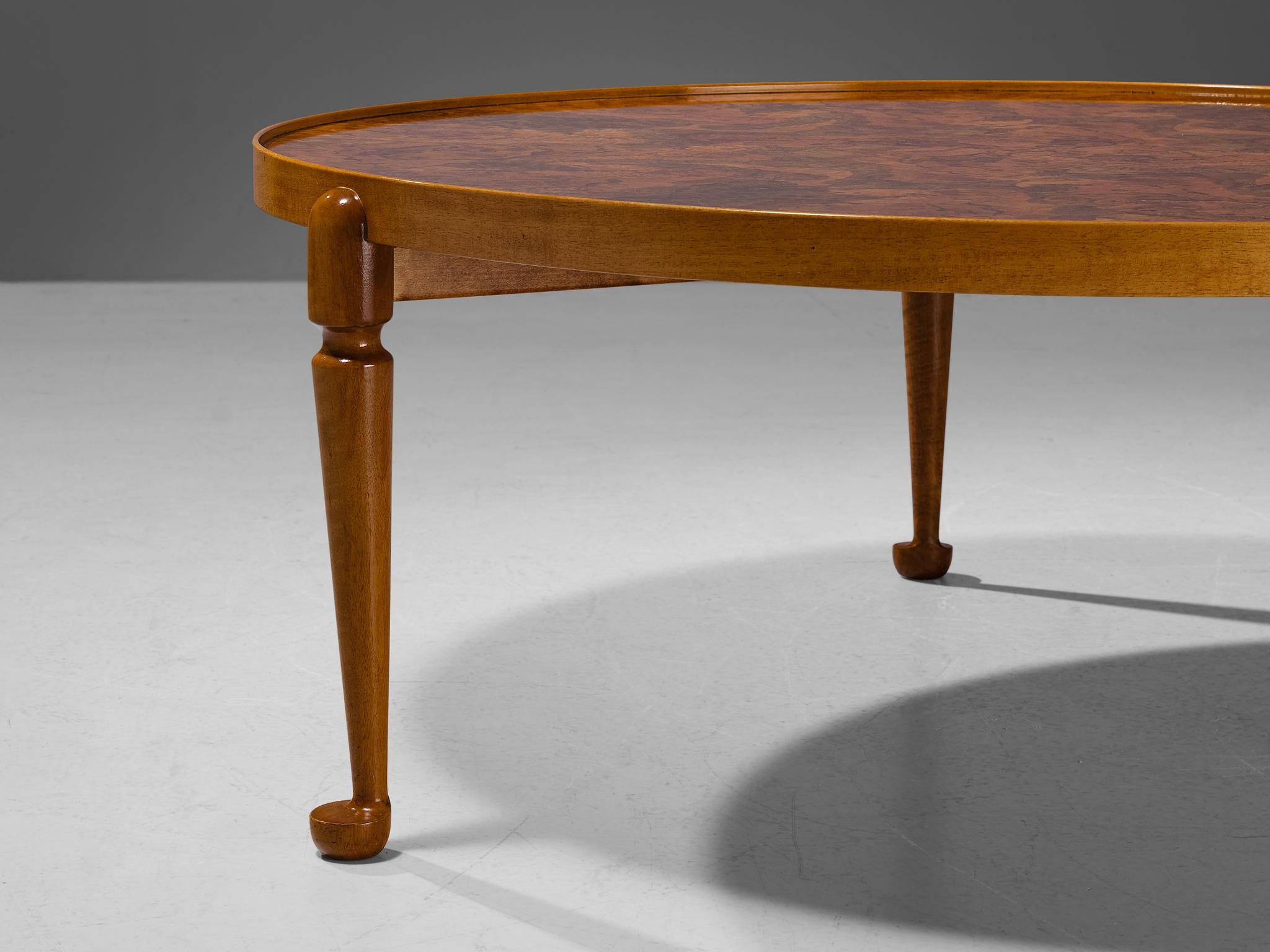 Swedish Josef Frank for Svenskt Tenn 'Model 2139' Coffee Table in Walnut Burl