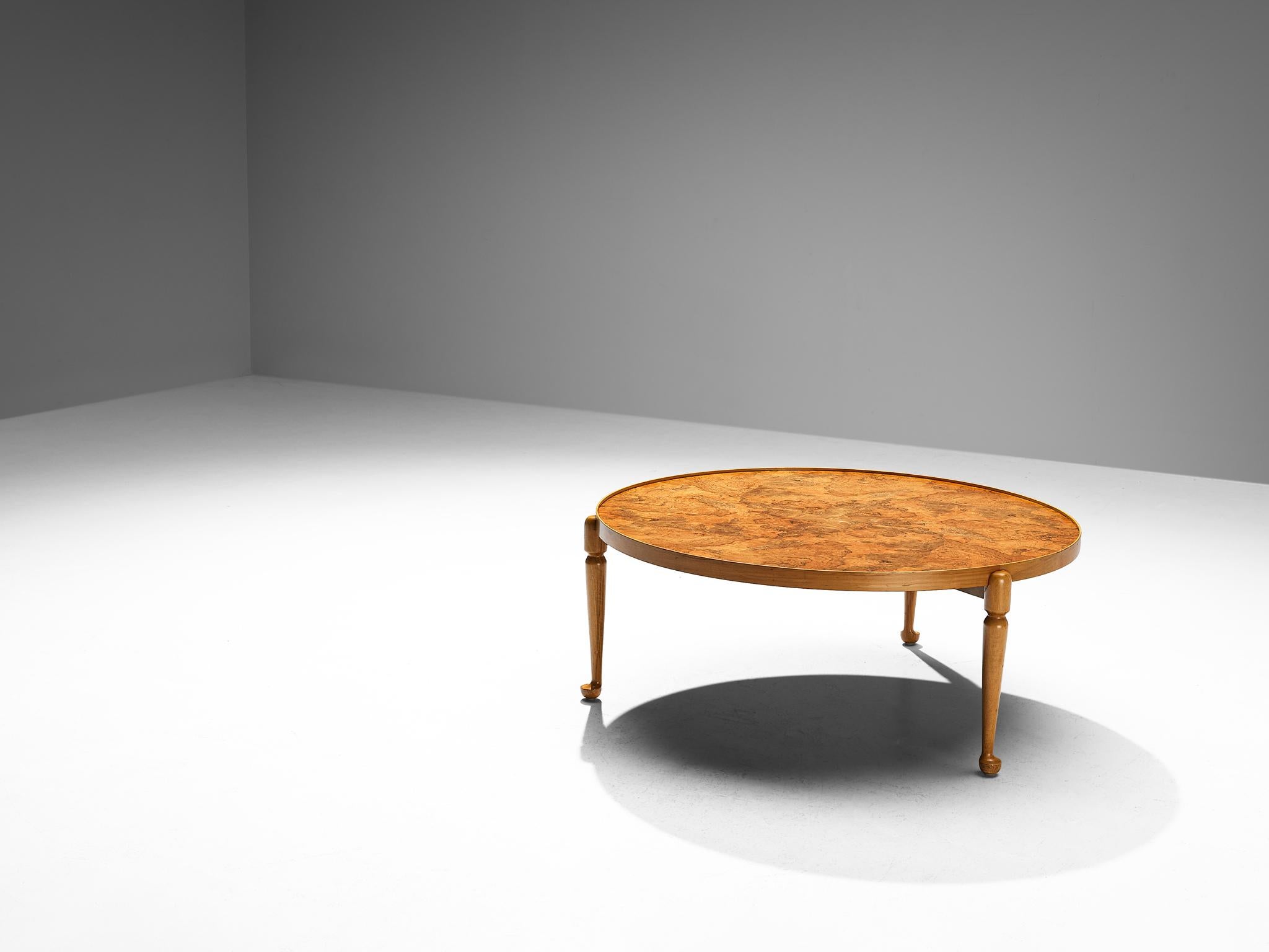 Scandinavian Modern Josef Frank for Svenskt Tenn 'Model 2139' Coffee Table in Walnut Burl  For Sale