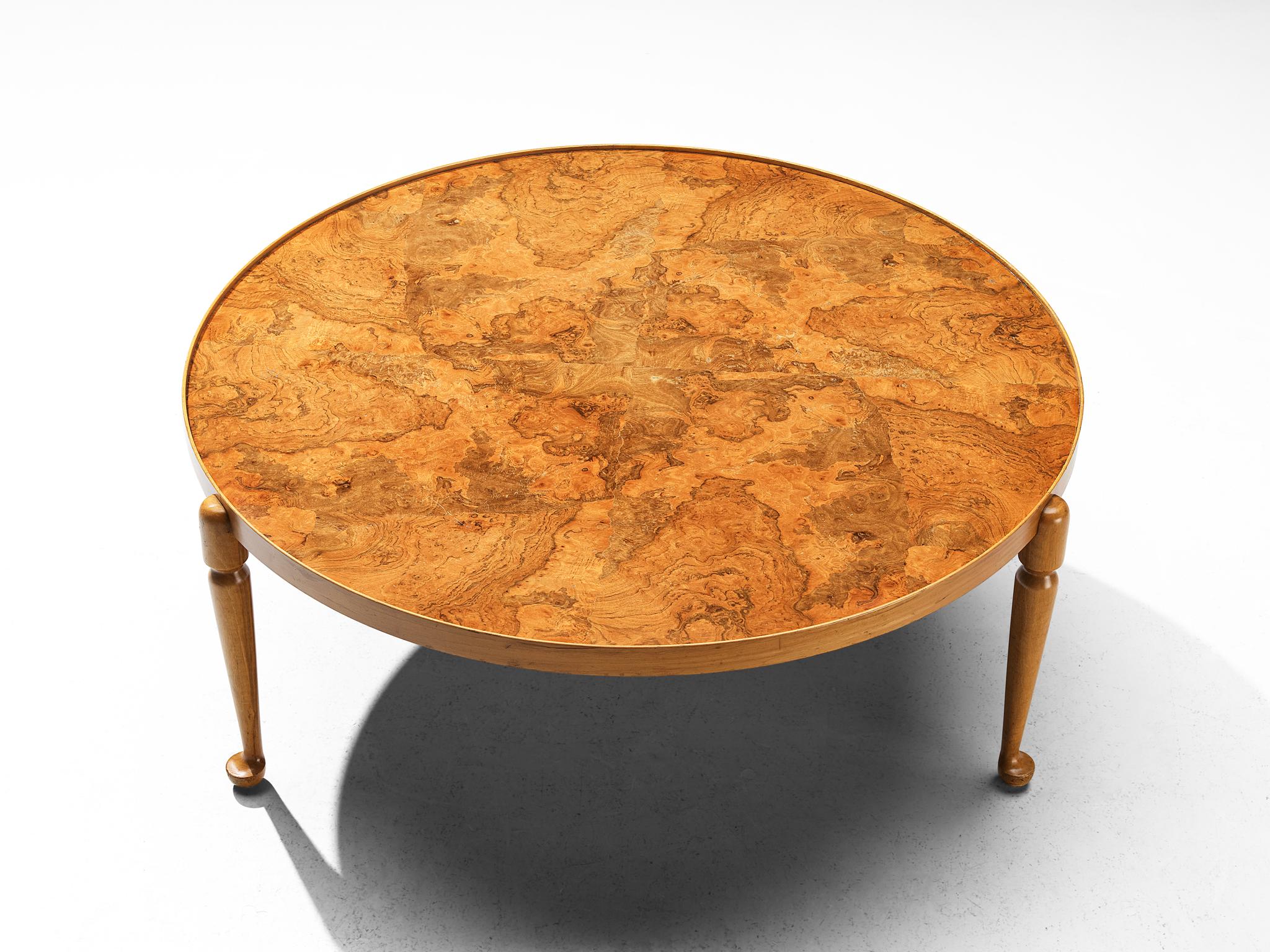 Mid-20th Century Josef Frank for Svenskt Tenn 'Model 2139' Coffee Table in Walnut Burl  For Sale