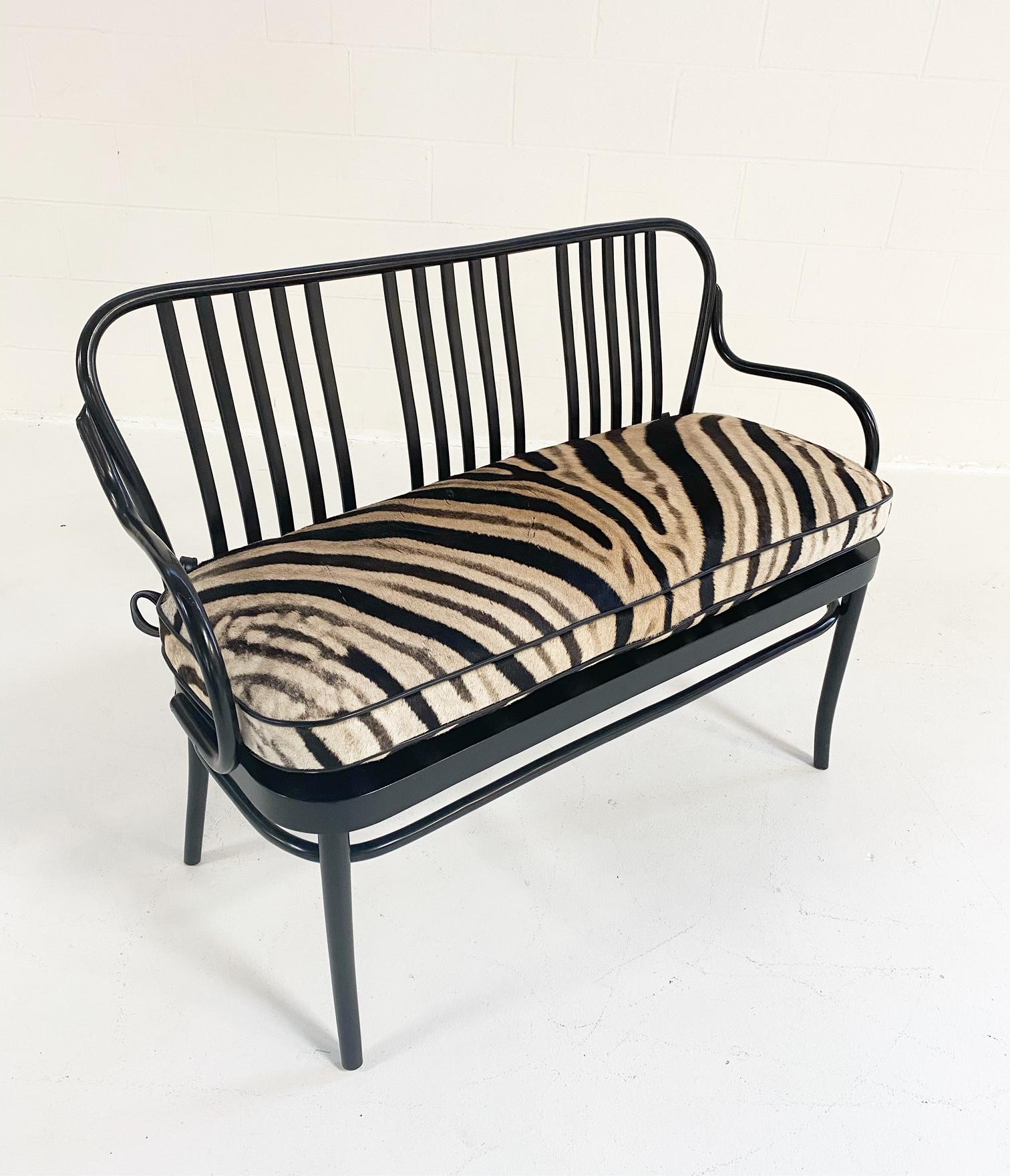 Modern Josef Frank for Thonet Bentwood Bench with Zebra Hide Cushion