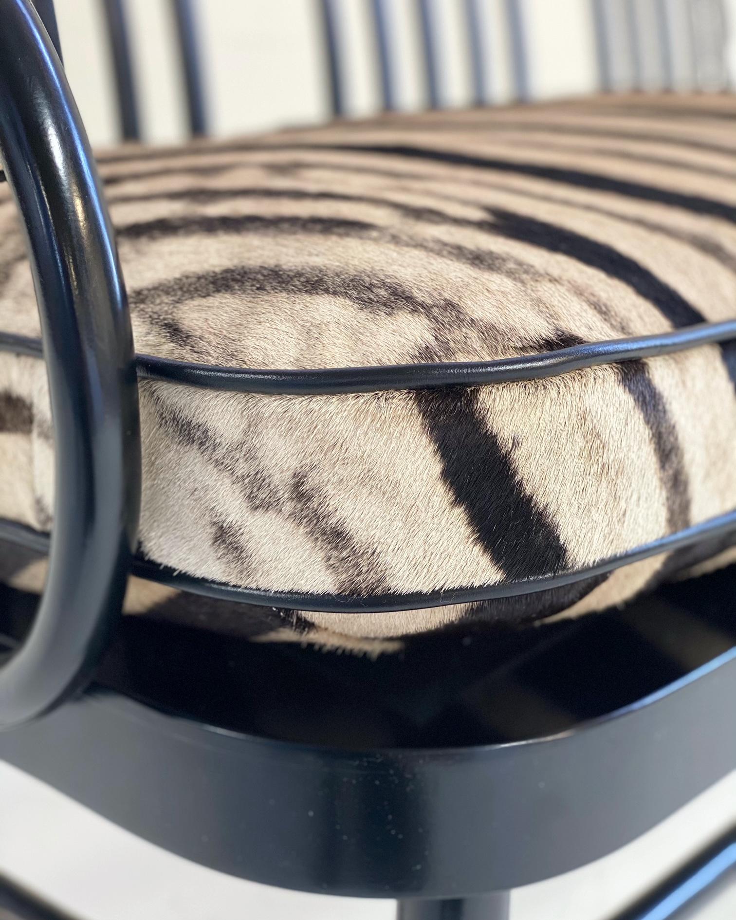 Josef Frank for Thonet Bentwood Bench with Zebra Hide Cushion 1