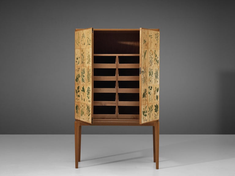 Josef Frank Inspired ‘Flora’ Cabinet in Ash and Paper with Plant Motifs 5
