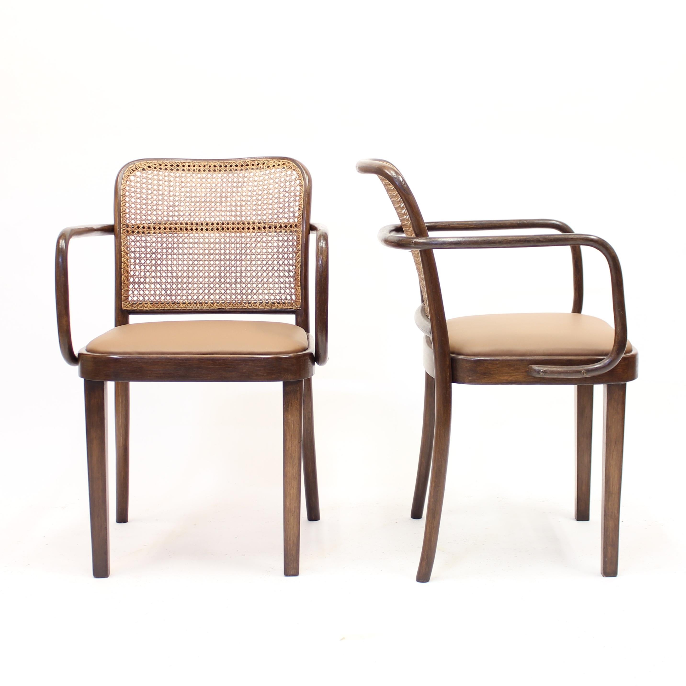 Mid-20th Century Josef Frank/Josef Hoffmannn, Pair of Armchairs Model A 811/1 F for Thonet, 1930s