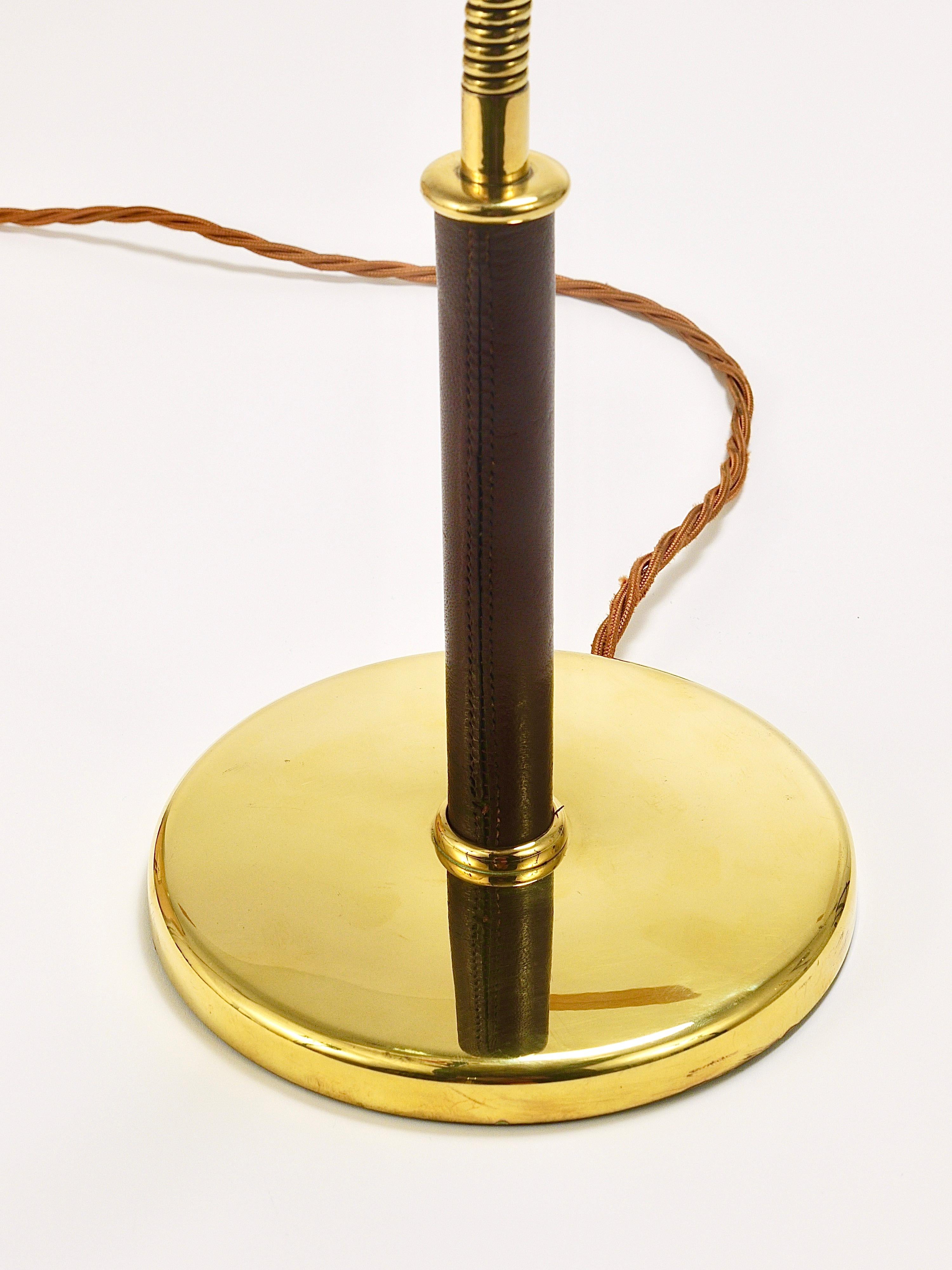 Josef Frank J.T. Kalmar Table Lamp Tisch-Überall, Brass & Leather, Austria, 1930 For Sale 1