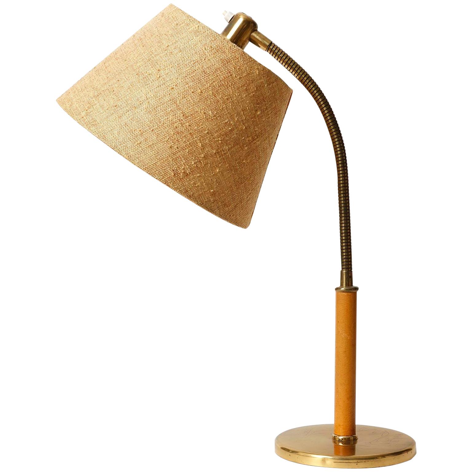 Josef Frank Table Lamp 'Tisch-Überall' Mod. 1092 by Kalmar, Brass Leather, 1950s For Sale