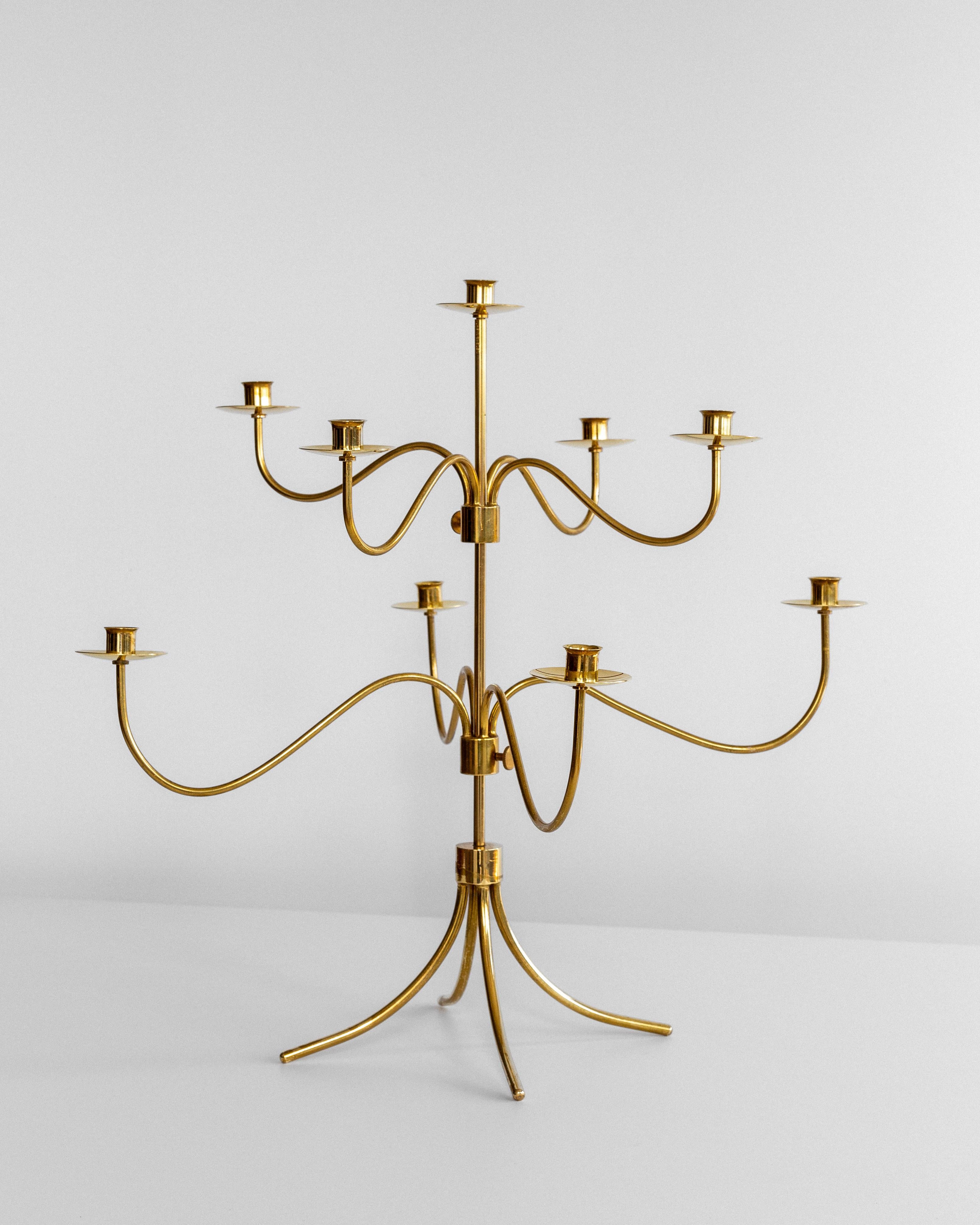Scandinavian Modern Josef Frank, Large Adjustable Brass Candelabra for Svenskt Tenn, Swedish Modern