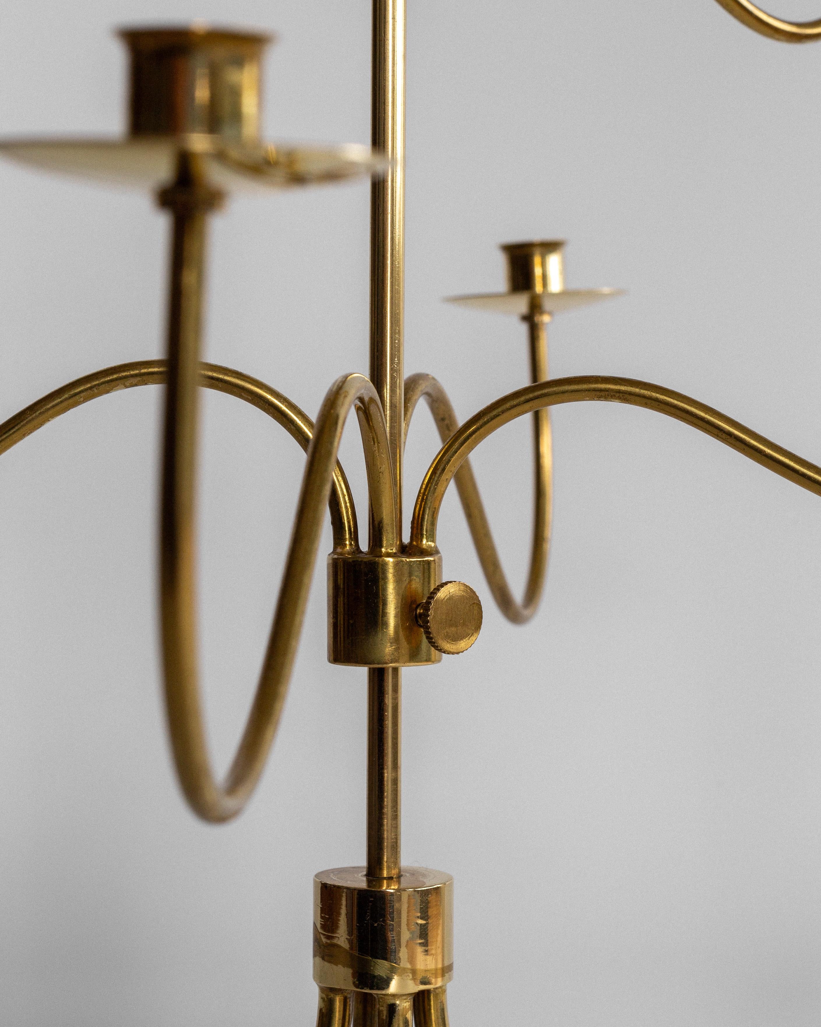 Mid-20th Century Josef Frank, Large Adjustable Brass Candelabra for Svenskt Tenn, Swedish Modern