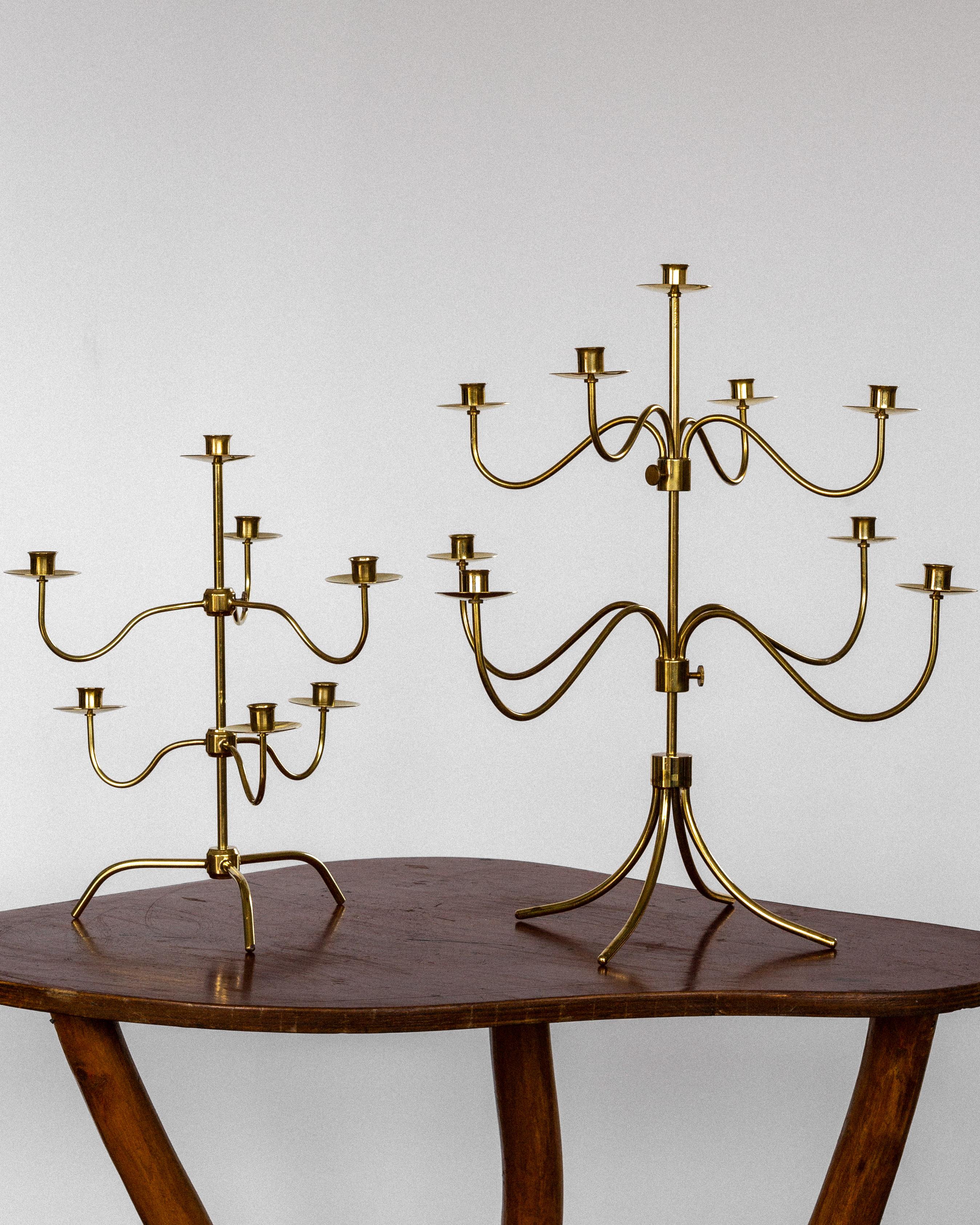 Josef Frank, Large Adjustable Brass Candelabra for Svenskt Tenn, Swedish Modern 1