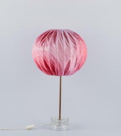 Josef Frank. Large table lamp in glass and brass with textile lampshade.