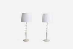 Josef Frank, Large Table Lamps, White-Painted Wood, Svenskt Tenn, 1970s
