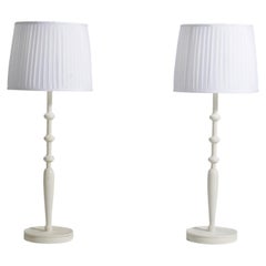 Josef Frank, Large Table Lamps, White-Painted Wood, Svenskt Tenn, 1970s