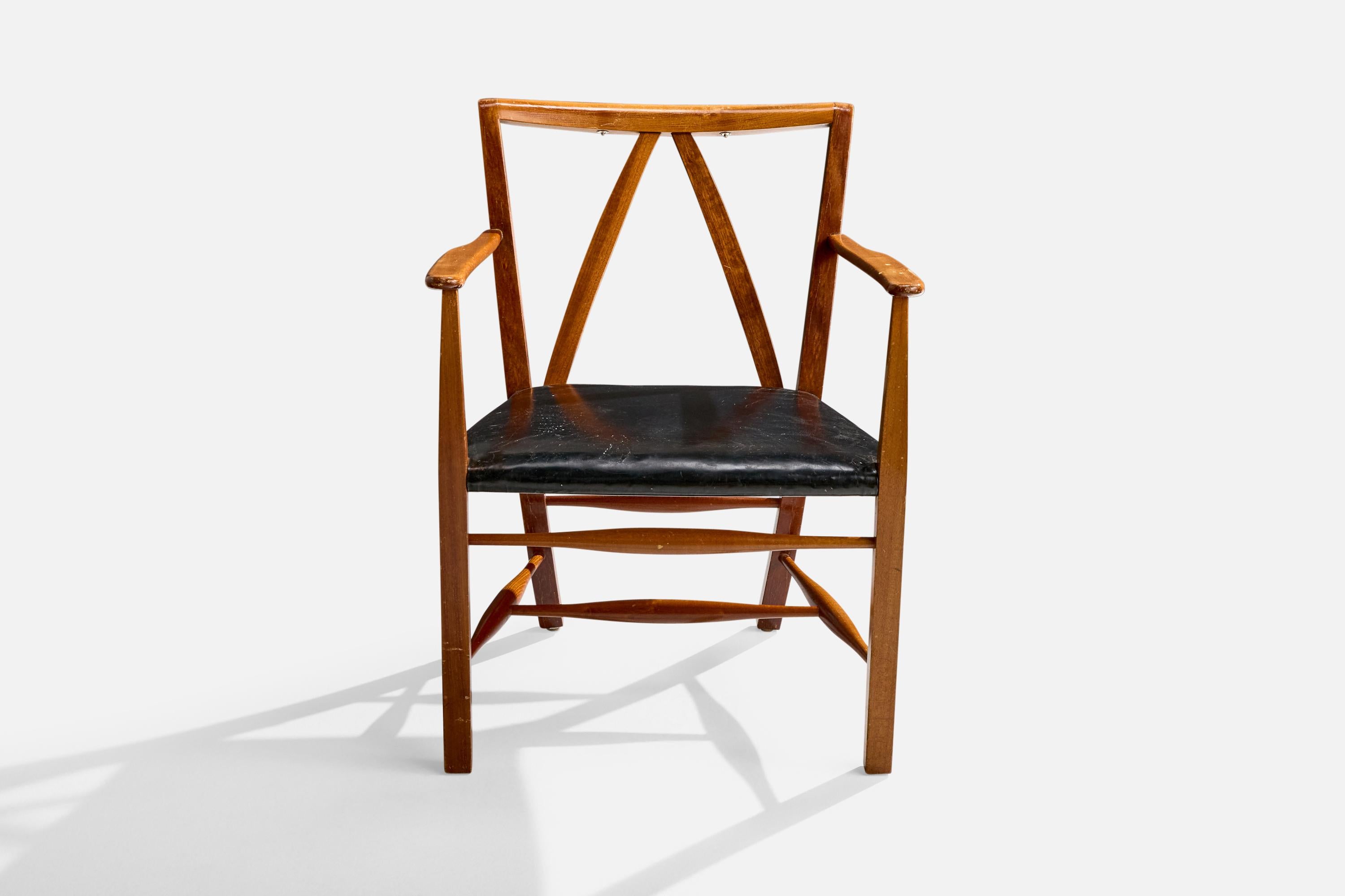 Suédois Josef Frank, chaise longue, acajou, similicuir, Suède, années 1950 en vente