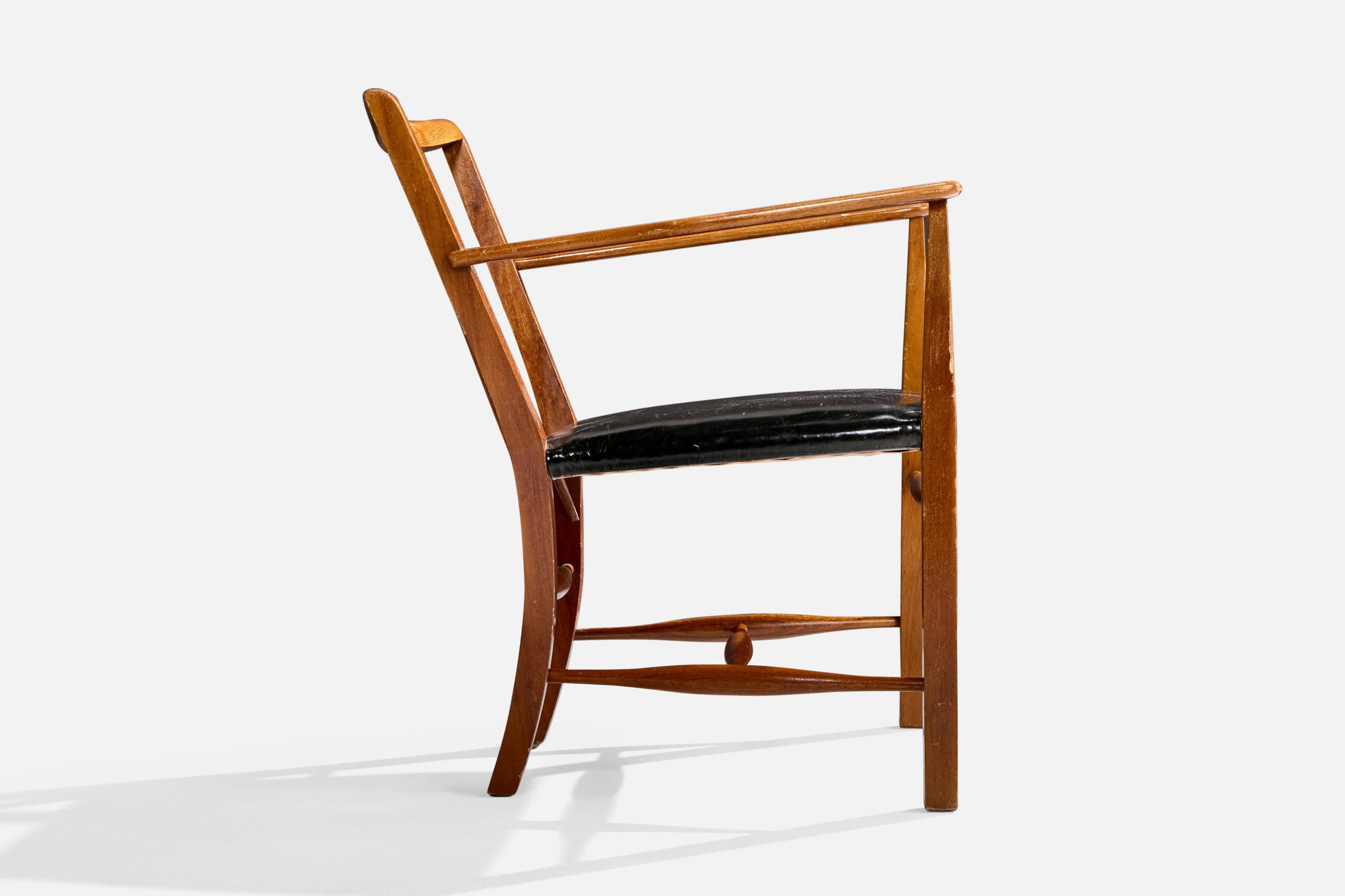 Milieu du XXe siècle Josef Frank, chaise longue, acajou, similicuir, Suède, années 1950 en vente