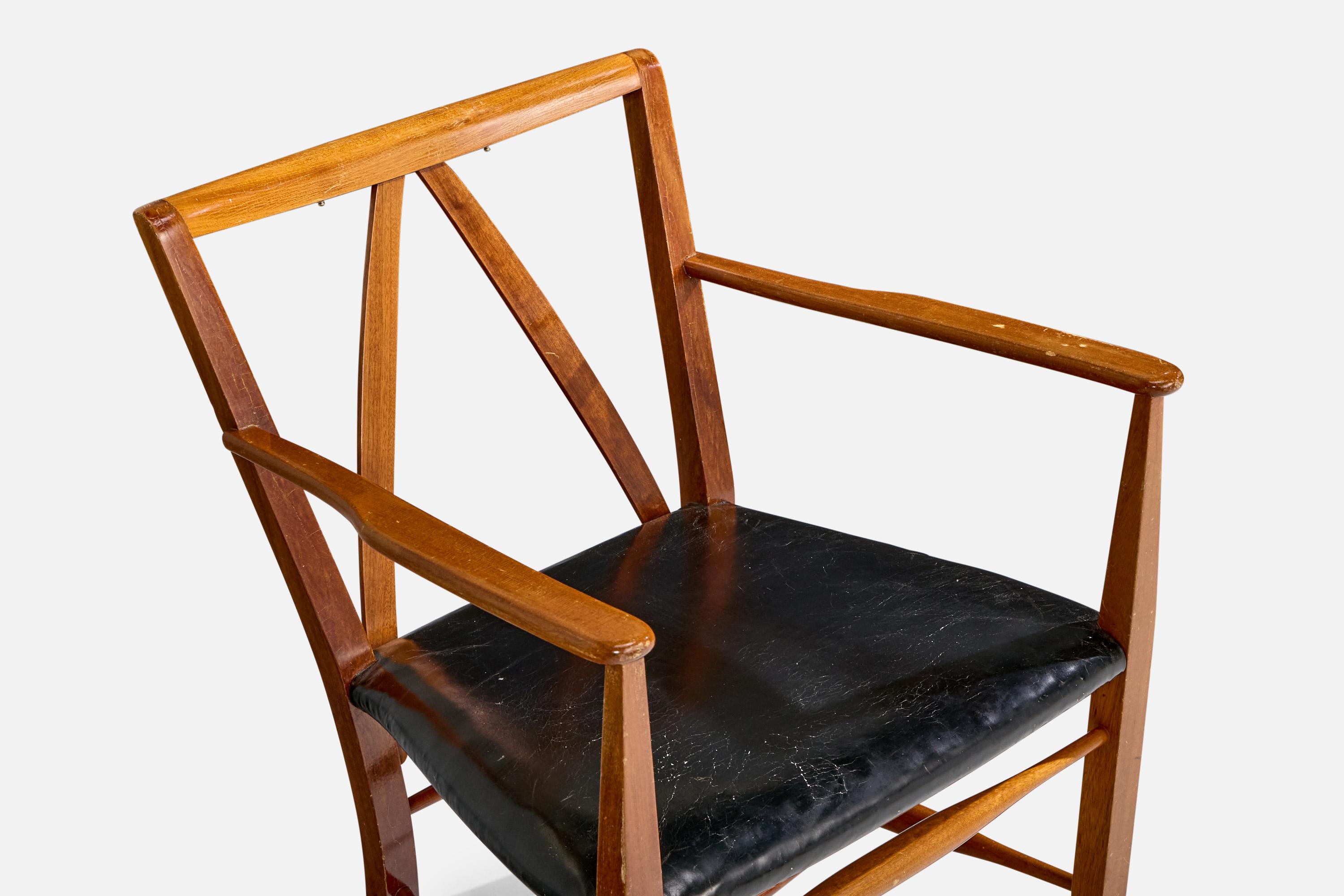 Imitation cuir Josef Frank, chaise longue, acajou, similicuir, Suède, années 1950 en vente