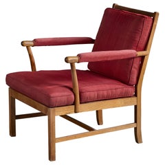 Josef Frank, Lounge Chair, Walnut, Fabric, Sweden, 1960s