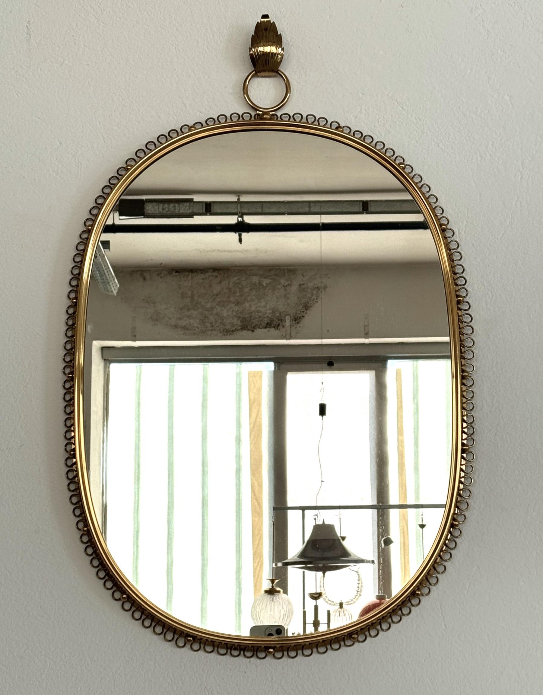 Mid-Century Modern Josef Frank Mid-Century Brass Loop Wall Mirror with Hook for Svenskt Tenn, 1960s