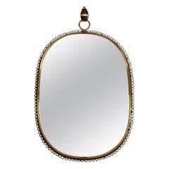 Josef Frank Mid-Century Brass Loop Wall Mirror with Hook for Svenskt Tenn, 1960s