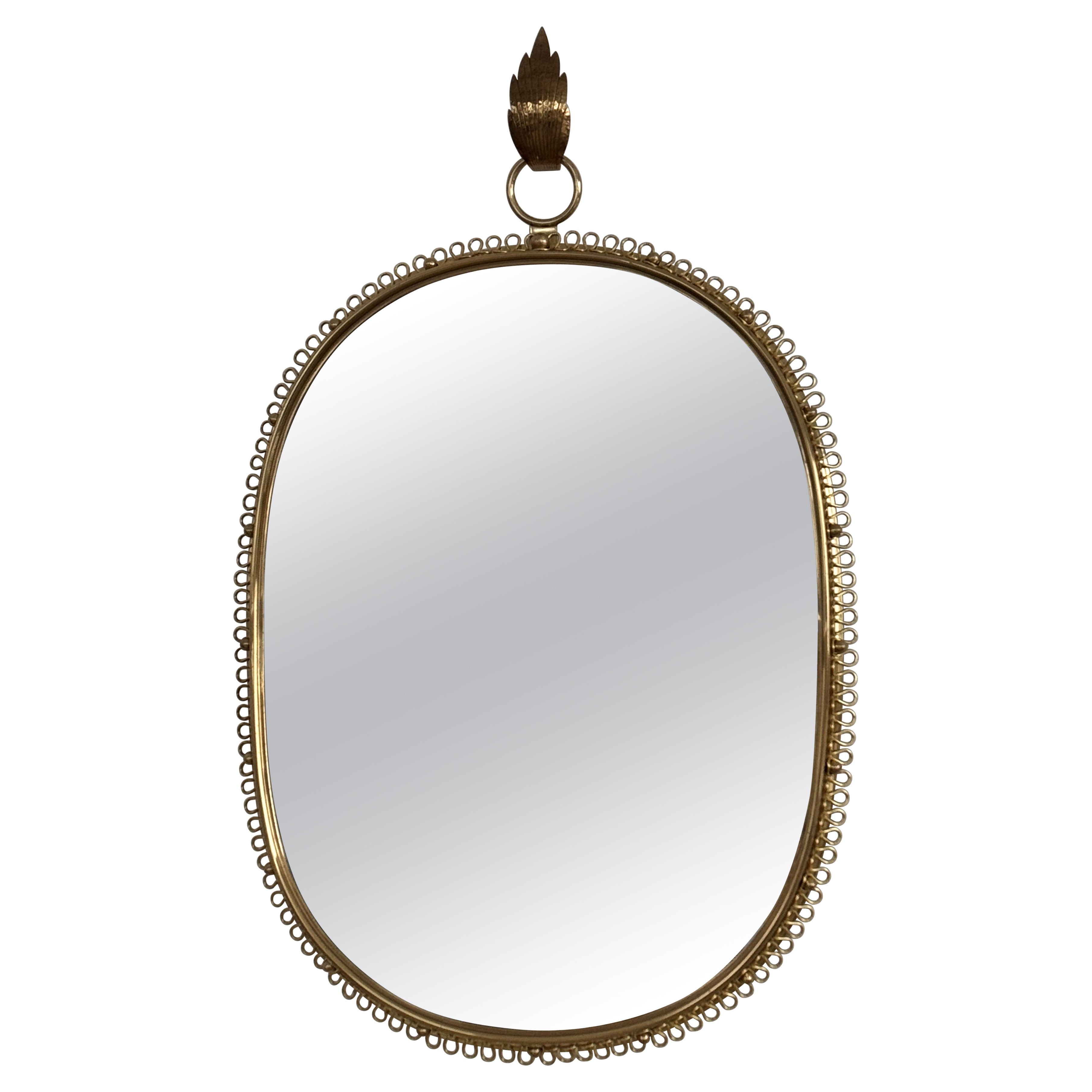 Josef Frank Mid-Century Large Wall Mirror in Brass for Svenskt Tenn, 1960s