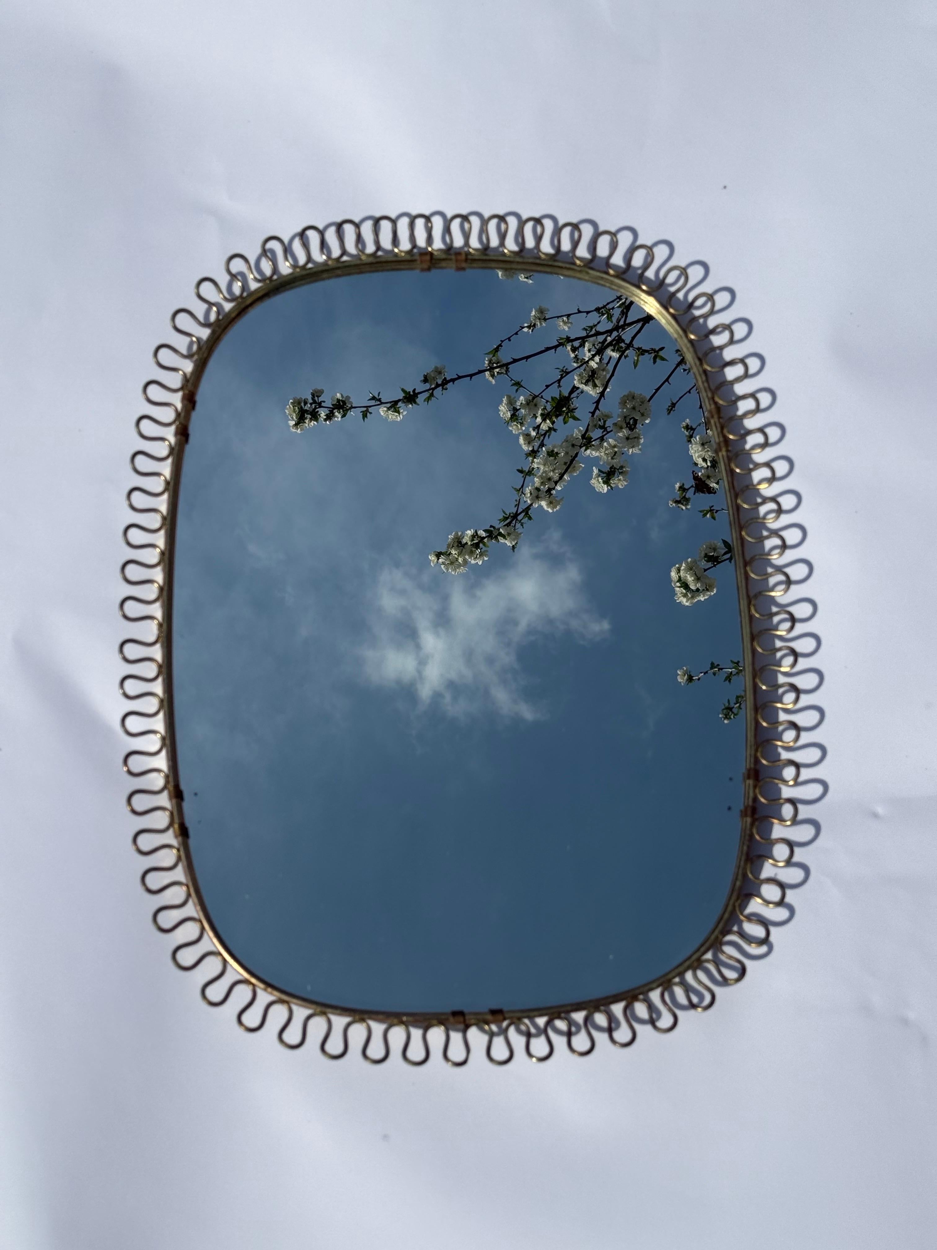 Mid-Century Modern Josef Frank Mirror in Brass Produced by Svenskt Tenn in Sweden For Sale