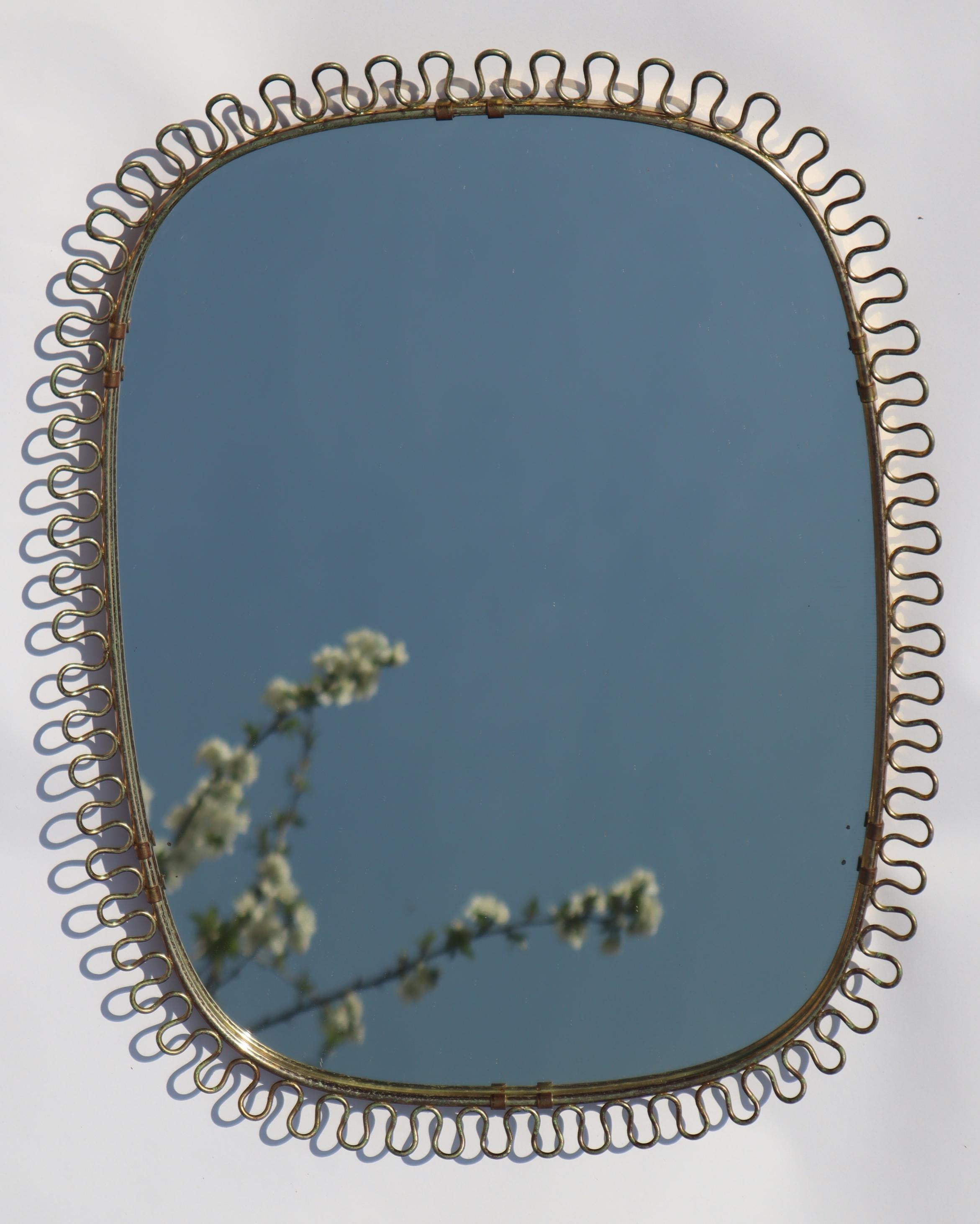 Machine-Made Josef Frank Mirror in Brass Produced by Svenskt Tenn in Sweden For Sale