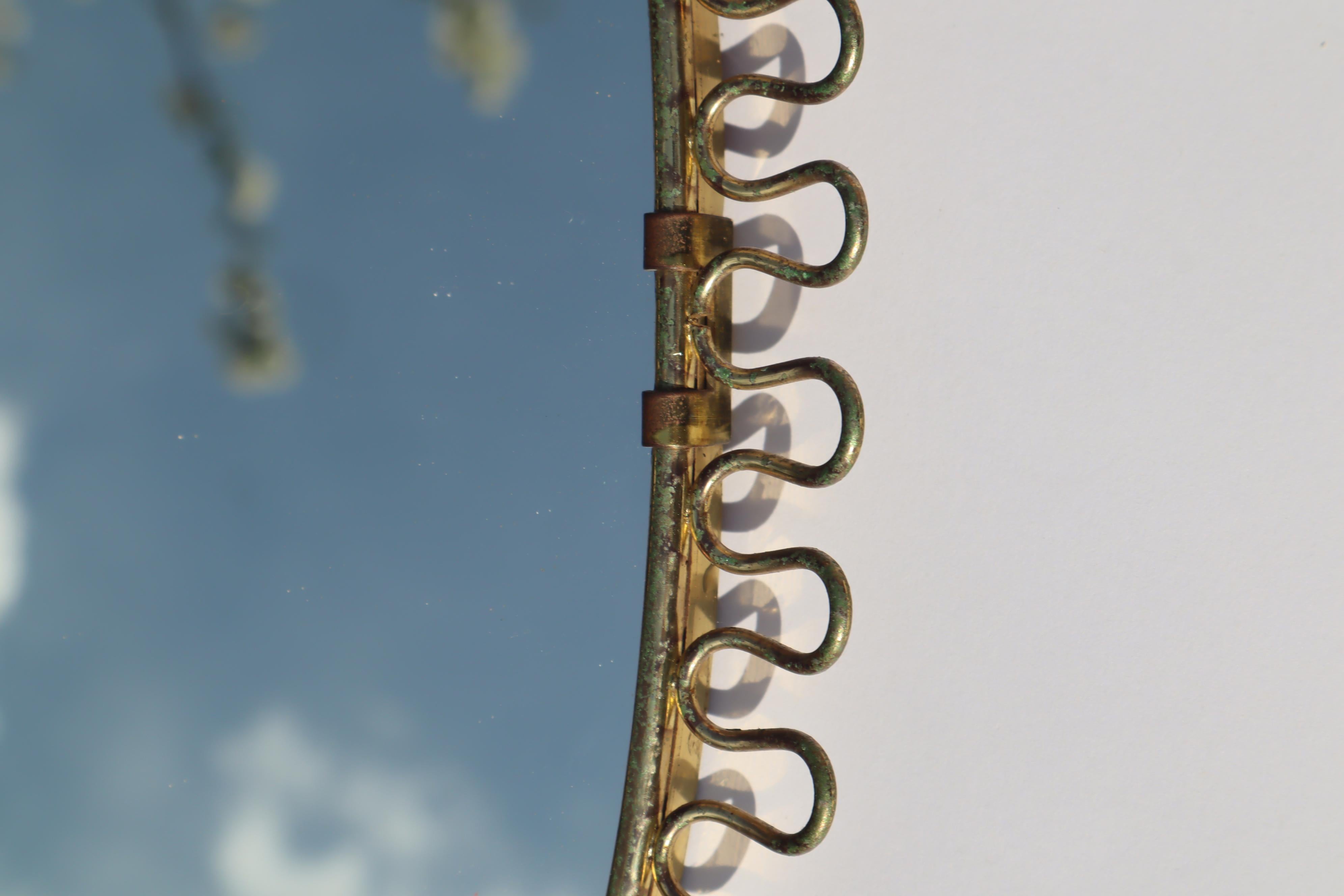 Mid-20th Century Josef Frank Mirror in Brass Produced by Svenskt Tenn in Sweden For Sale