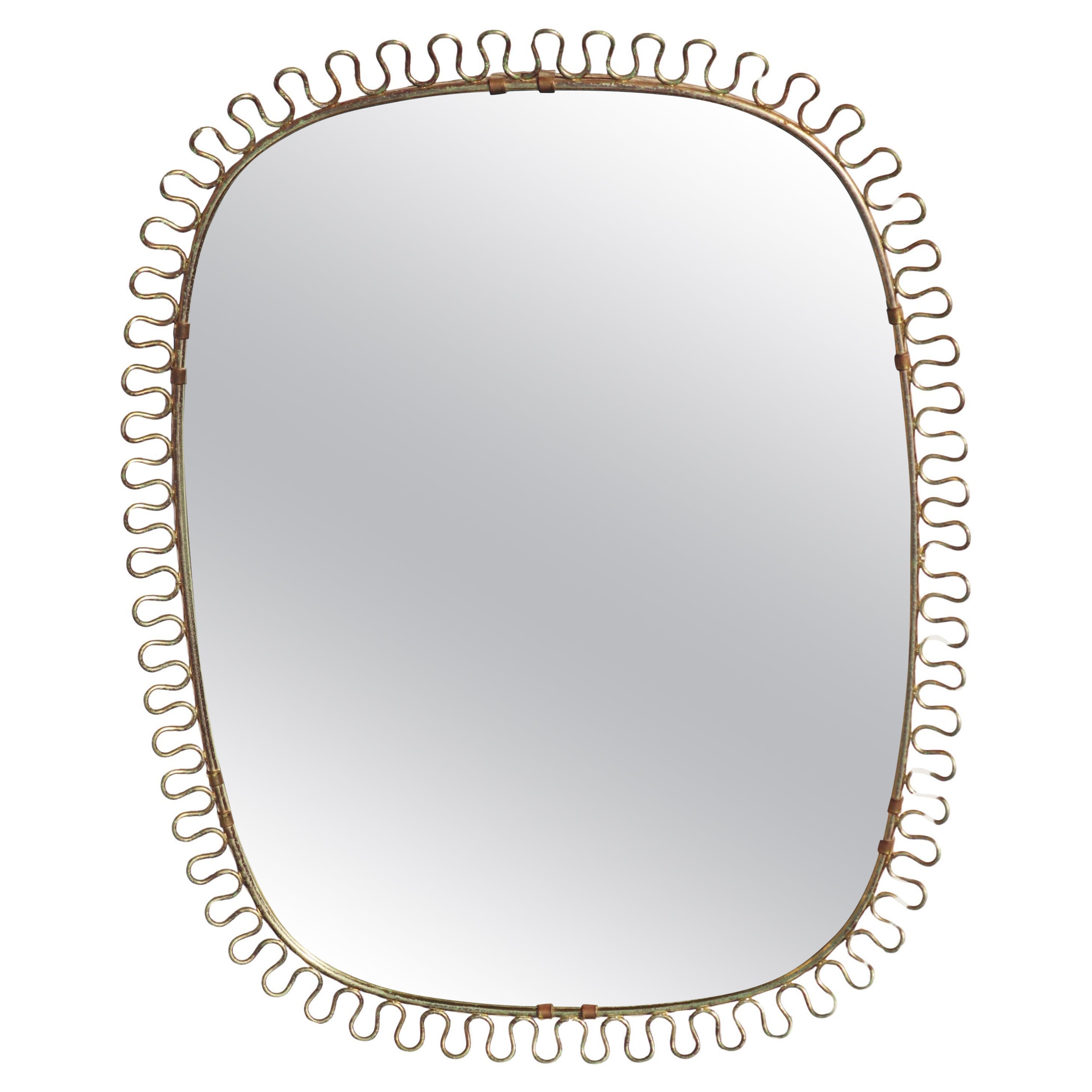 Josef Frank Mirror in Brass Produced by Svenskt Tenn in Sweden