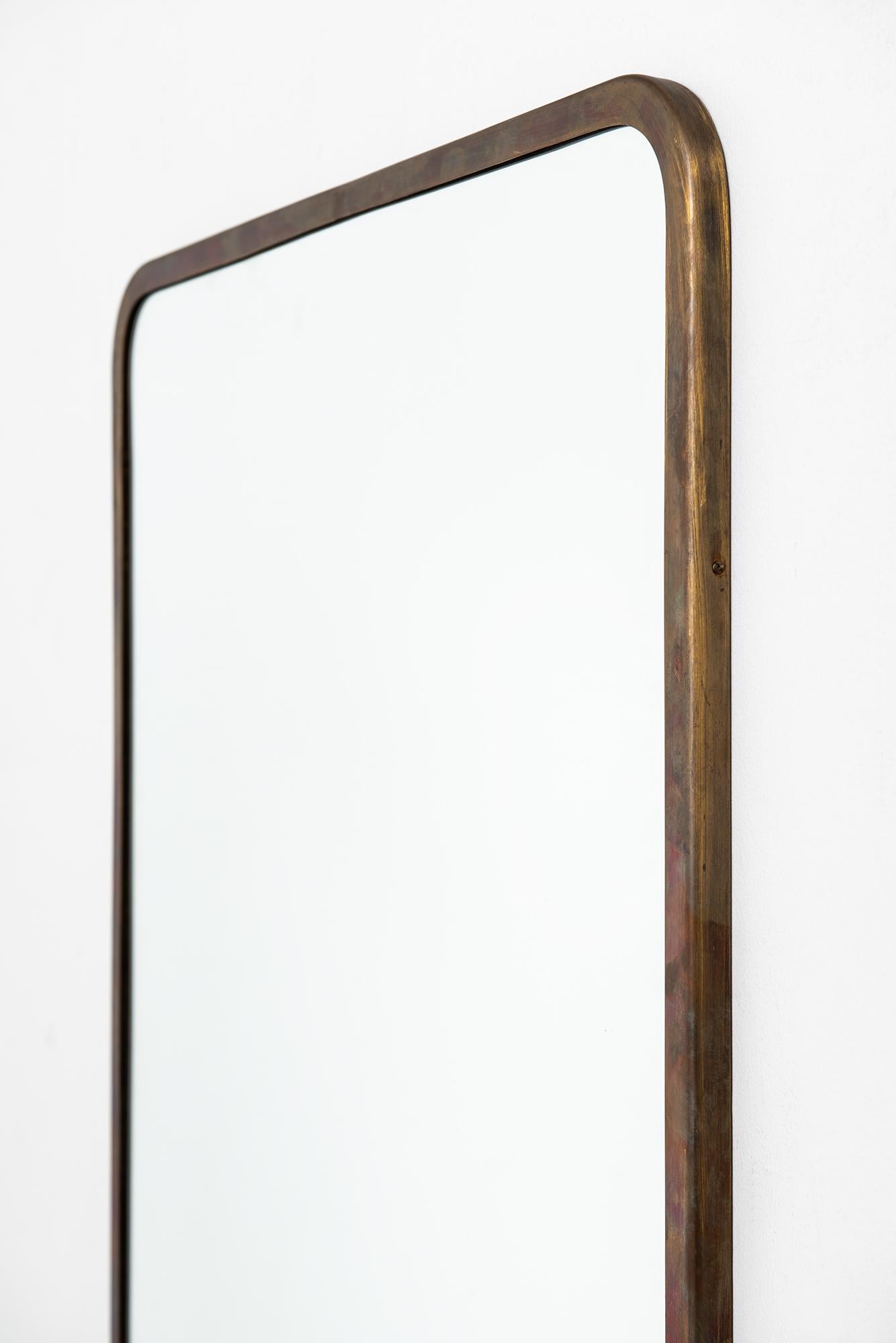 Swedish Josef Frank Mirror in Patinated Brass by Svenskt Tenn in Sweden